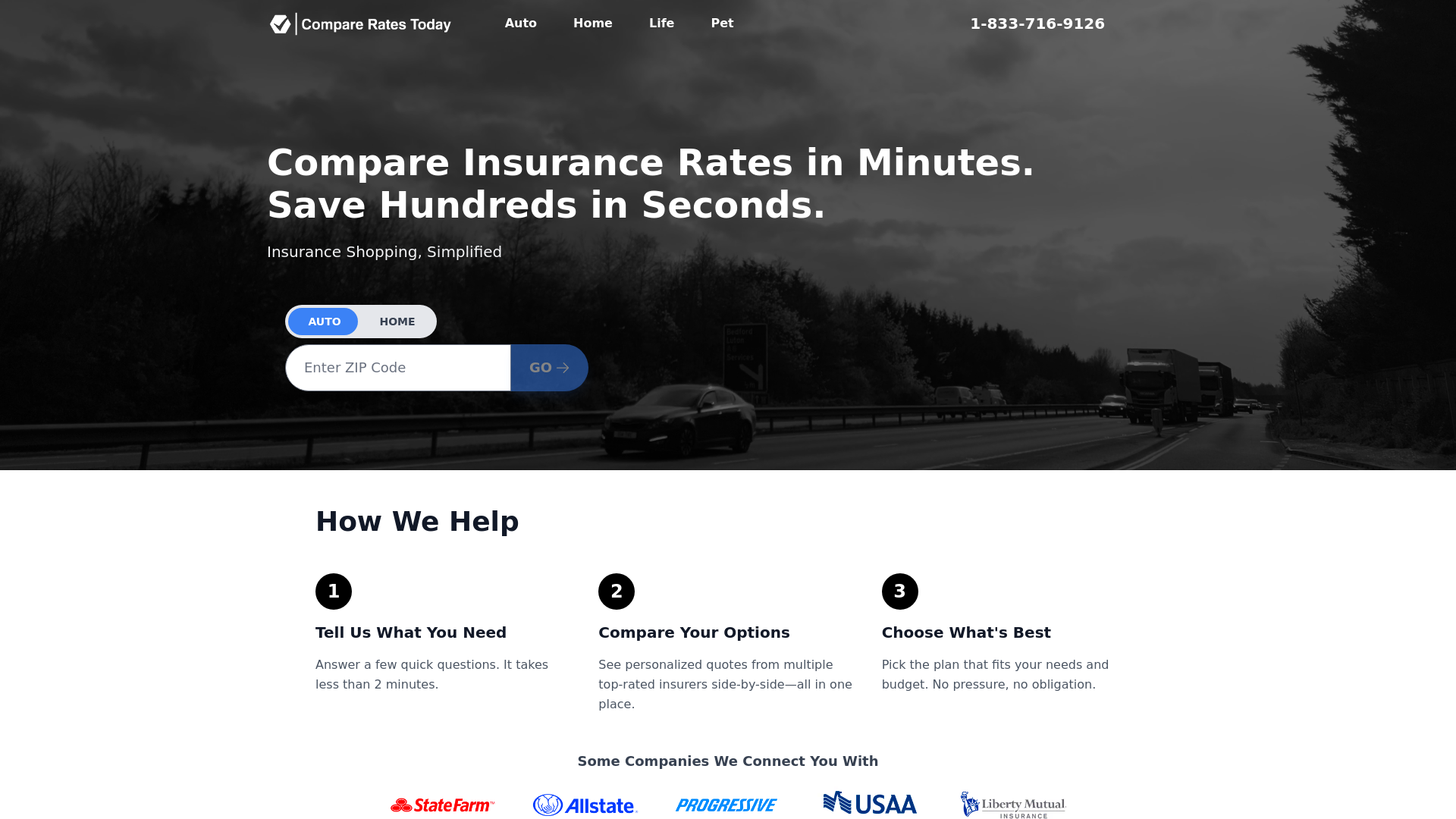website screenshot of https://ziptoquote.com/