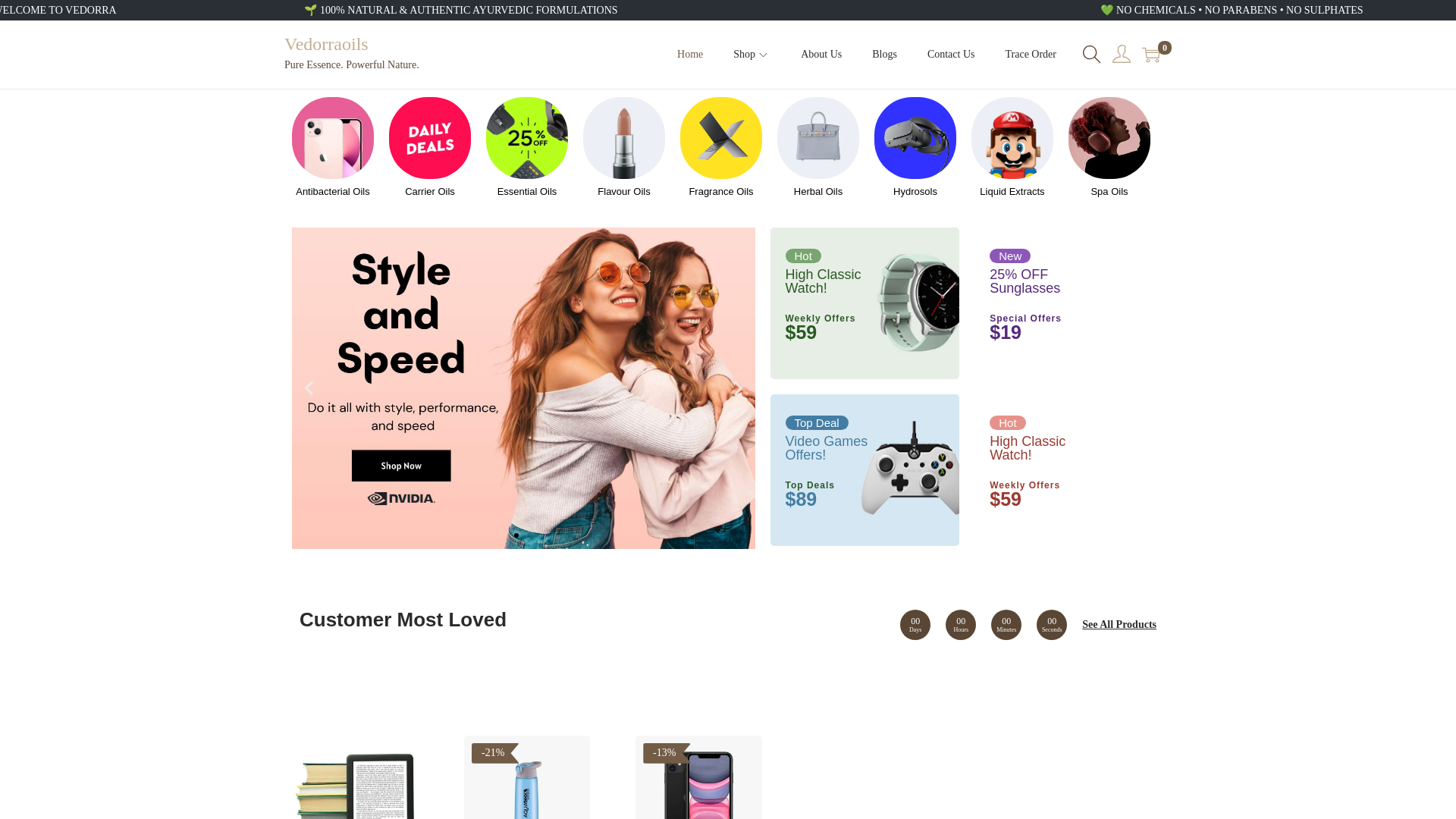 website screenshot of https://vedorra.in/