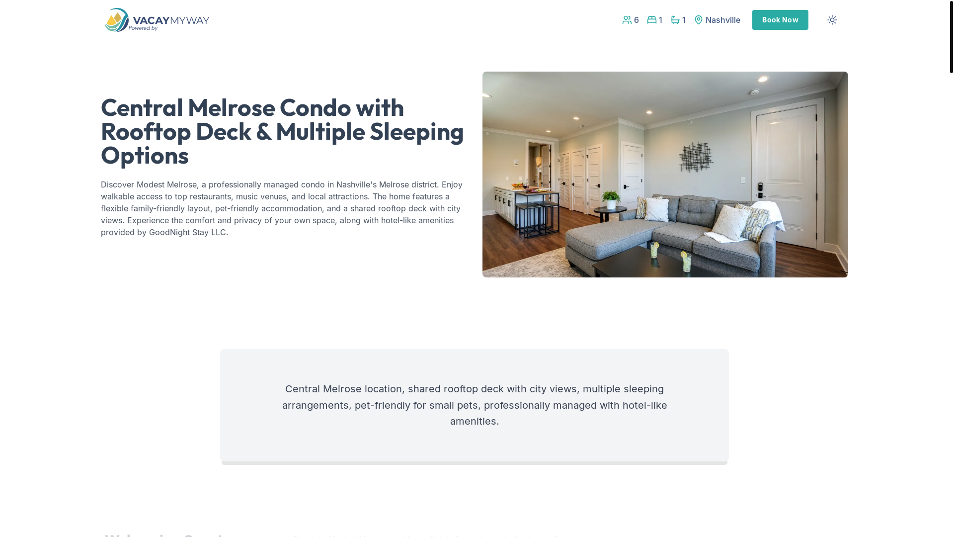 website screenshot of https://vibrantmelrose.vacations/