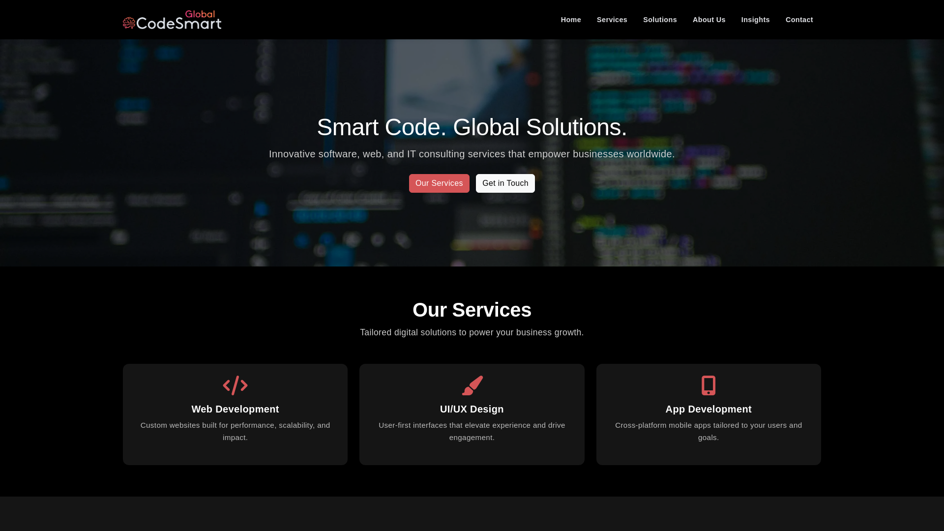 website screenshot of https://cloudsmartglobal.com/