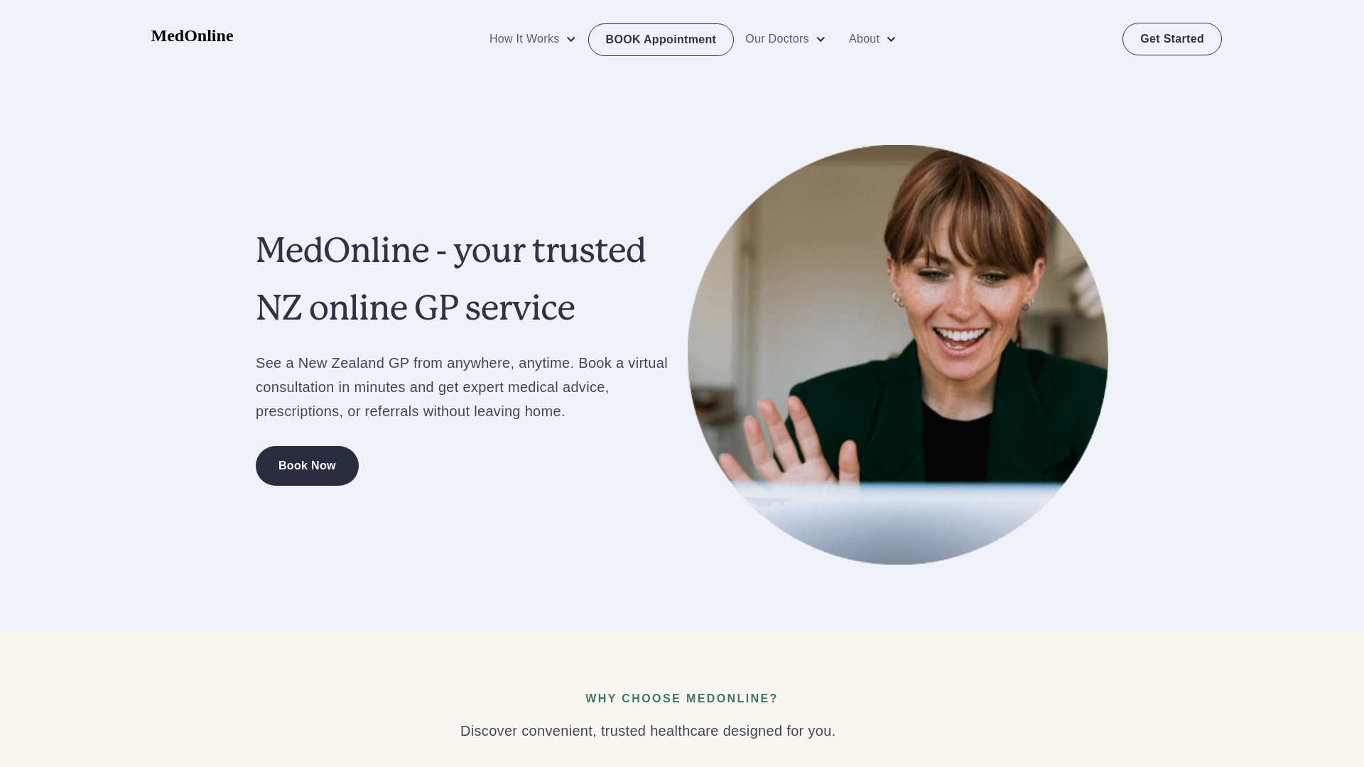 website screenshot of https://medonline.co.nz/