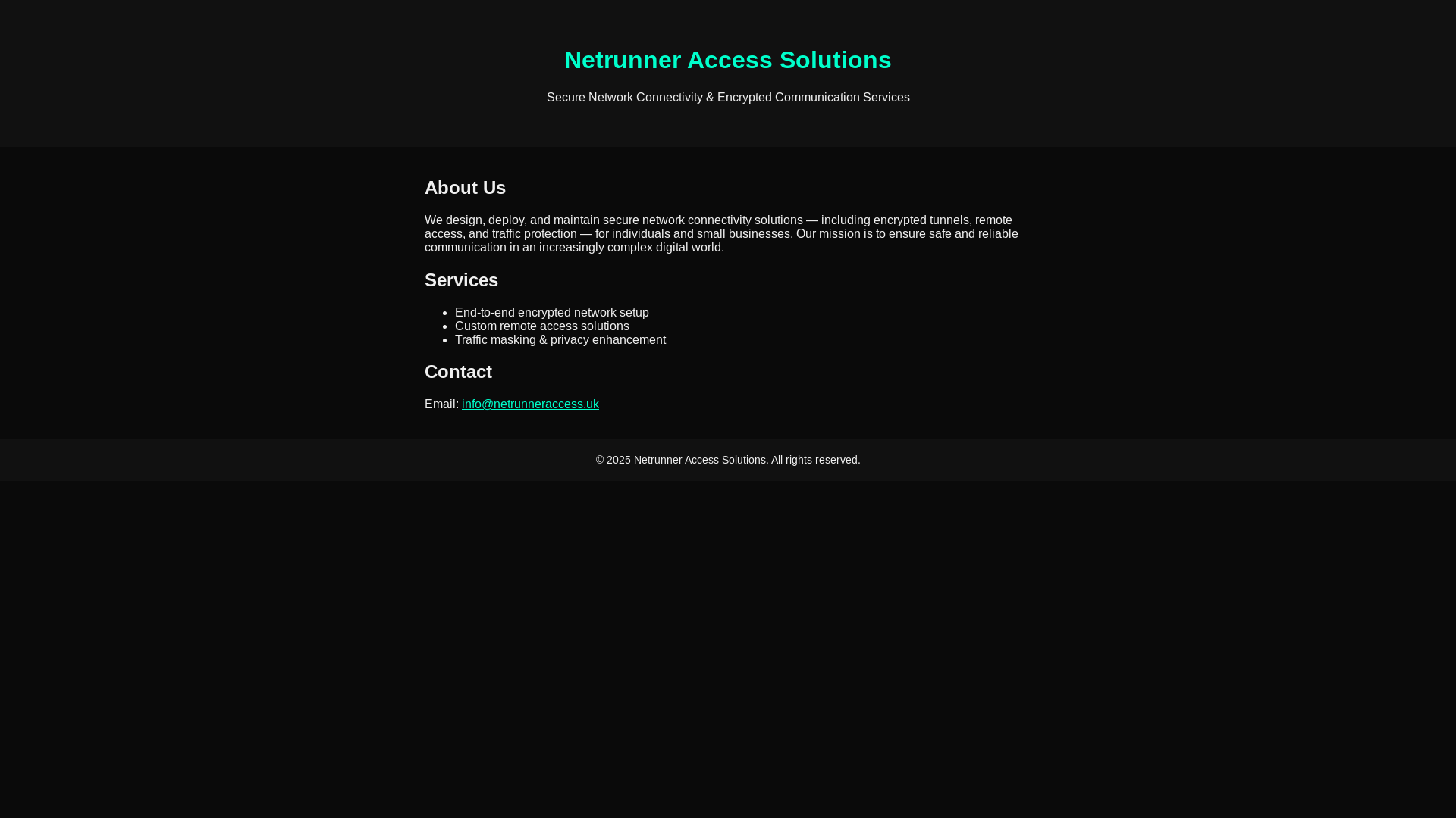 website screenshot of https://netrunneraccess.uk/
