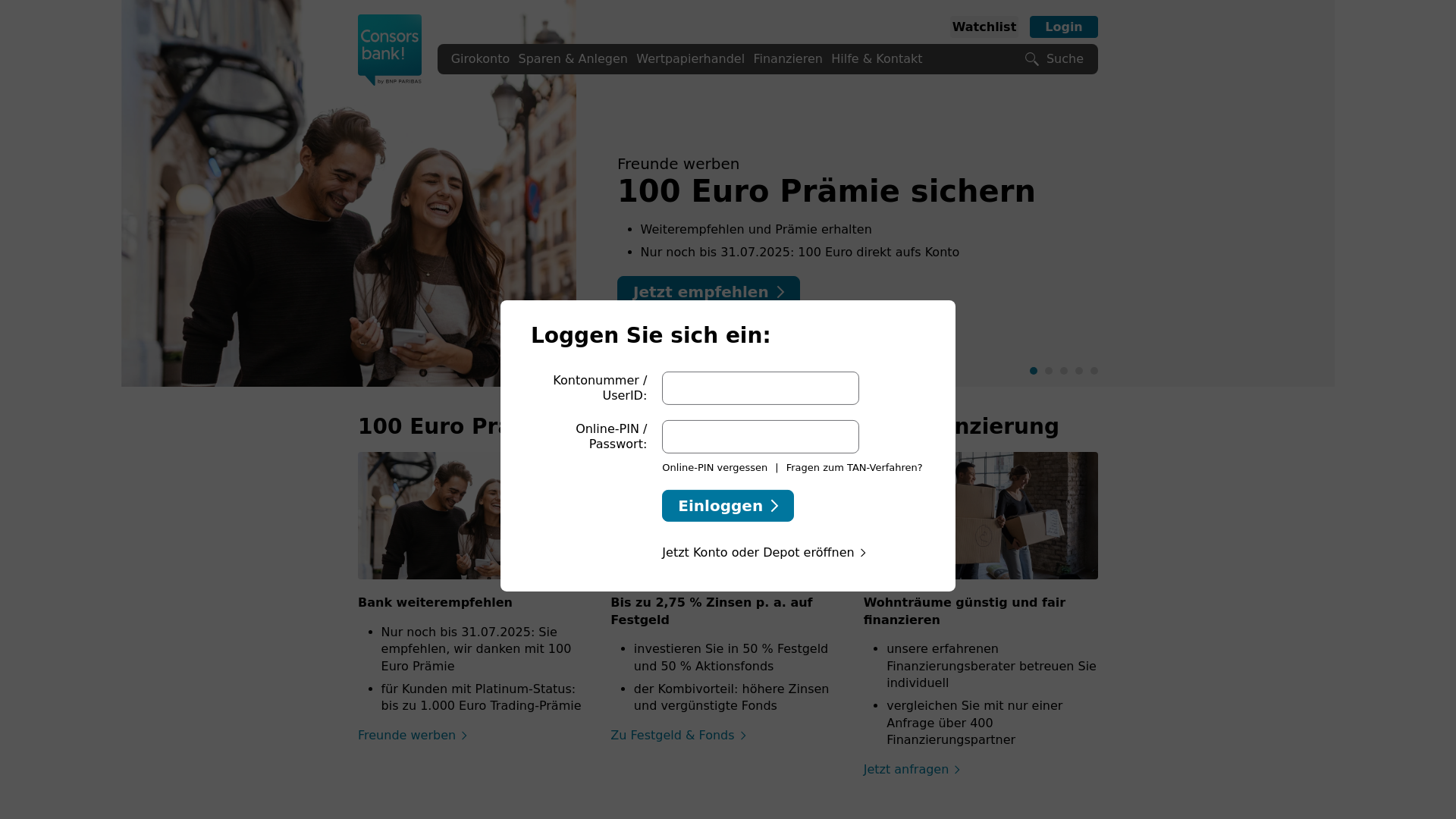 website screenshot of https://consosbank24.de/