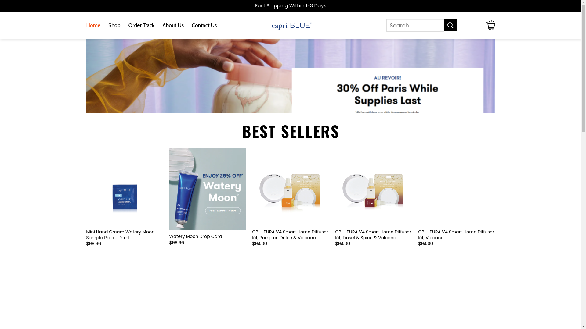 website screenshot of https://thecapribluebase.shop/