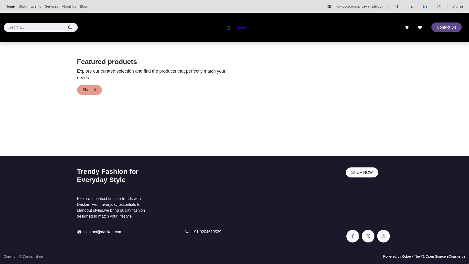 website screenshot of https://daskart.shop/