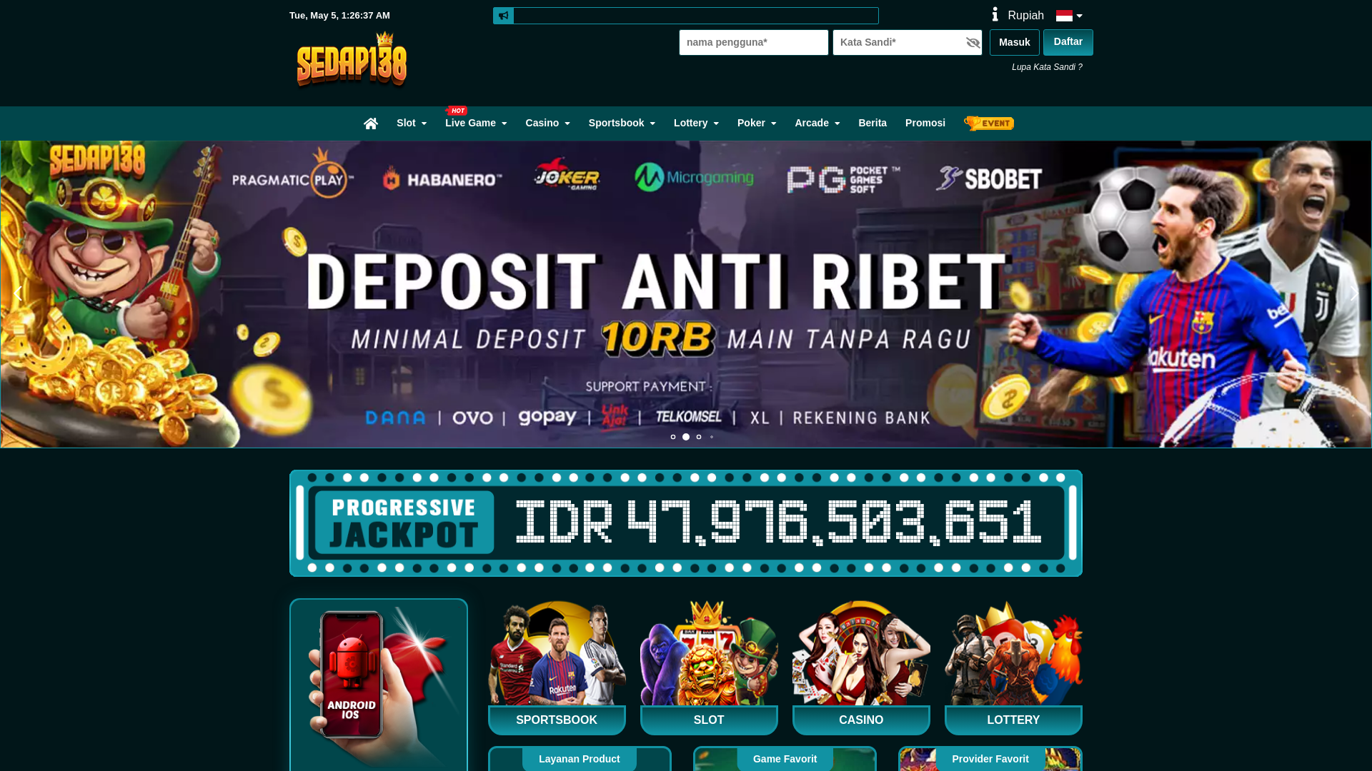 website screenshot of https://138sedapslot.online/