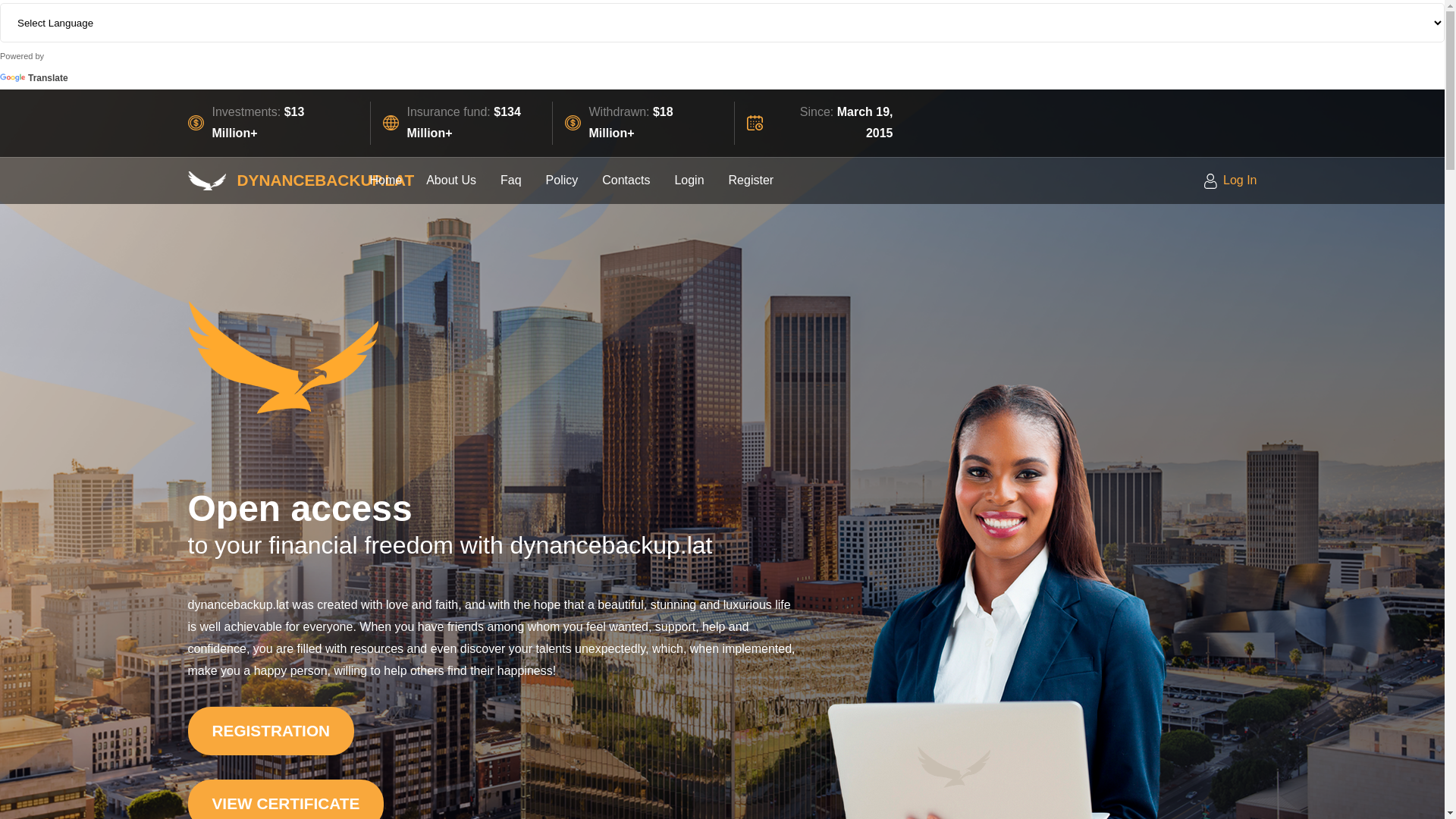 website screenshot of https://dynancebackup.lat/