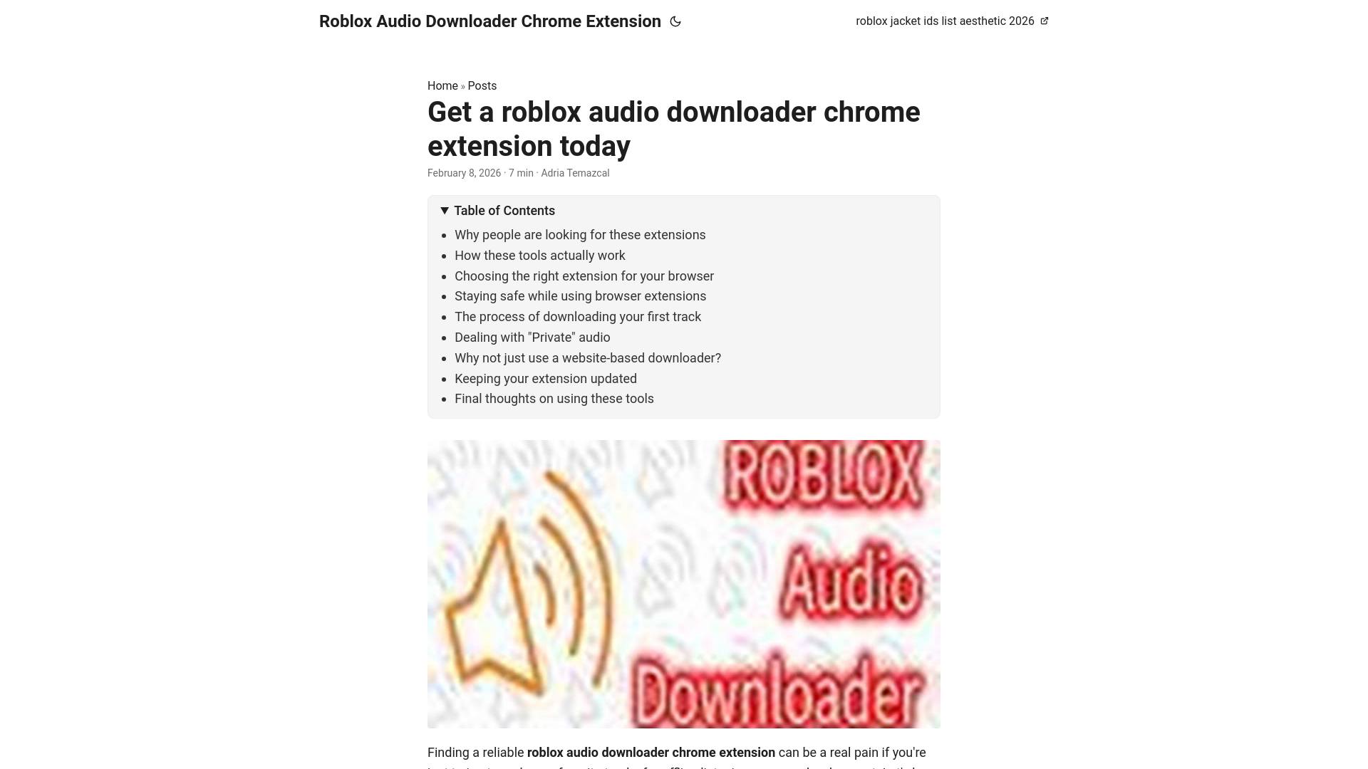 website screenshot of https://roblox-audio-downloader-chrome-extension.pages.dev/