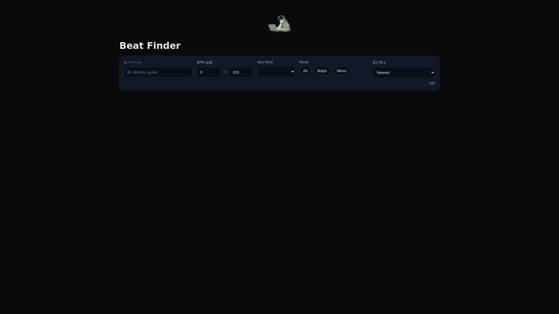 website screenshot of https://beat-finder.pages.dev/