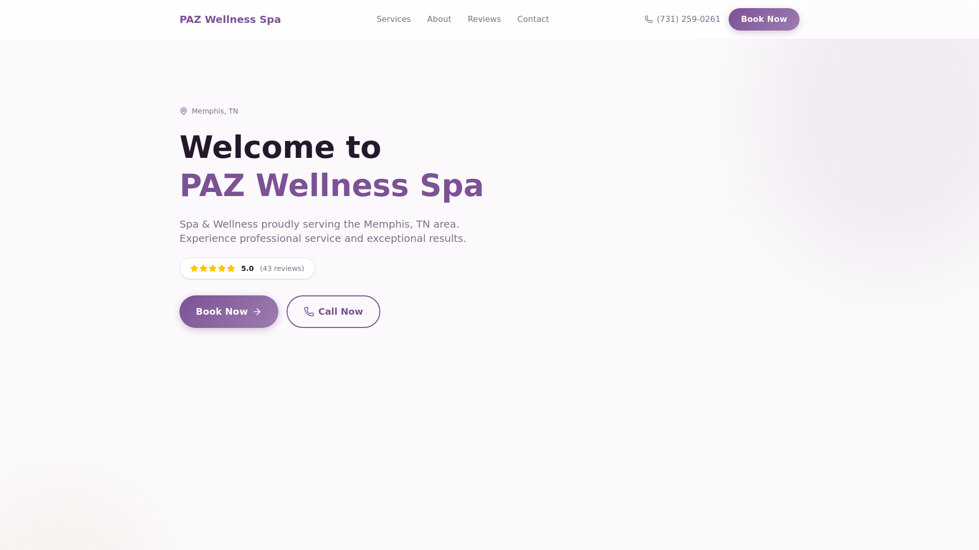 website screenshot of https://paz-wellness-spa-tn-odev.pages.dev/