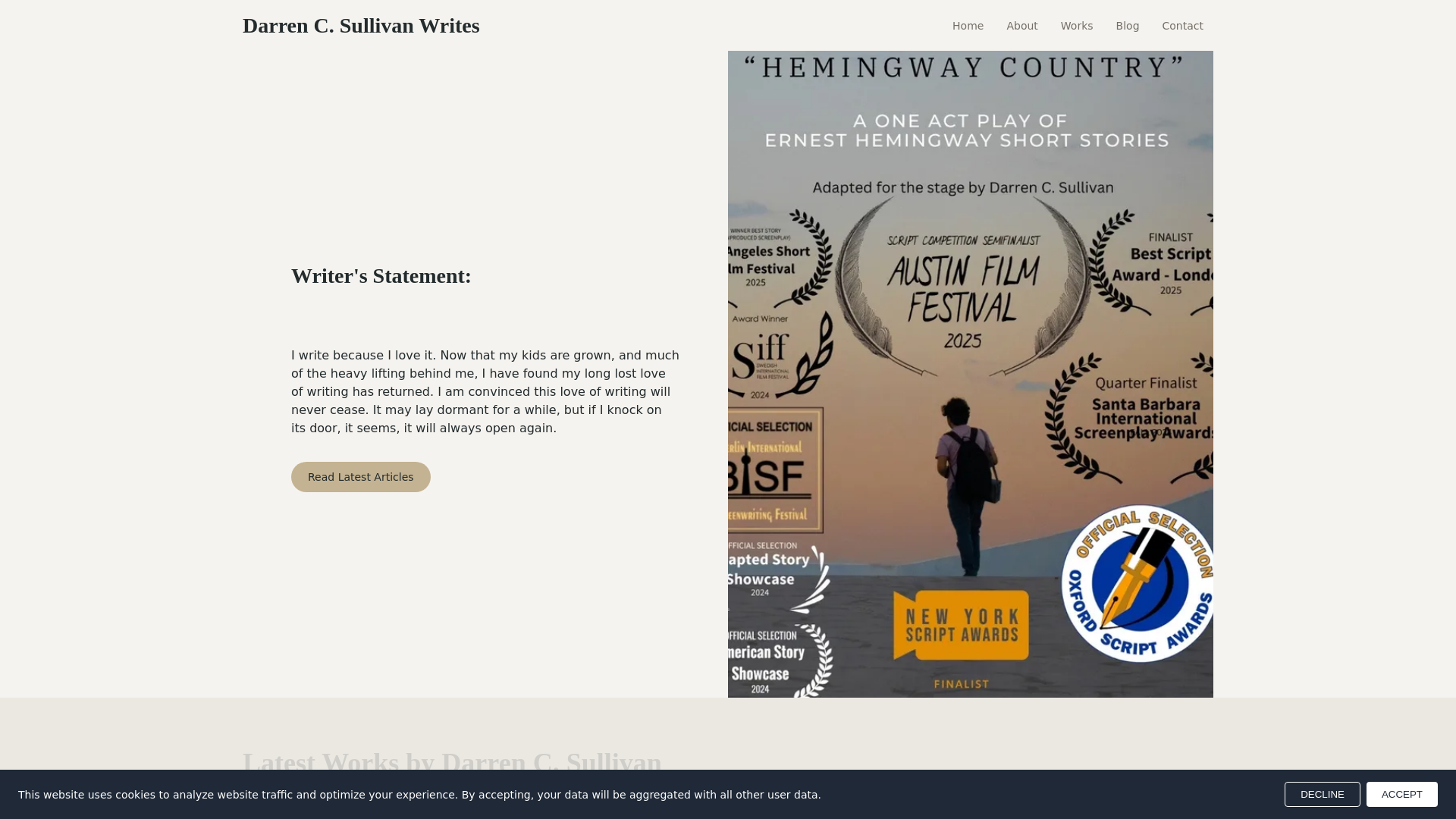 website screenshot of https://darrencsullivanwrites.com/