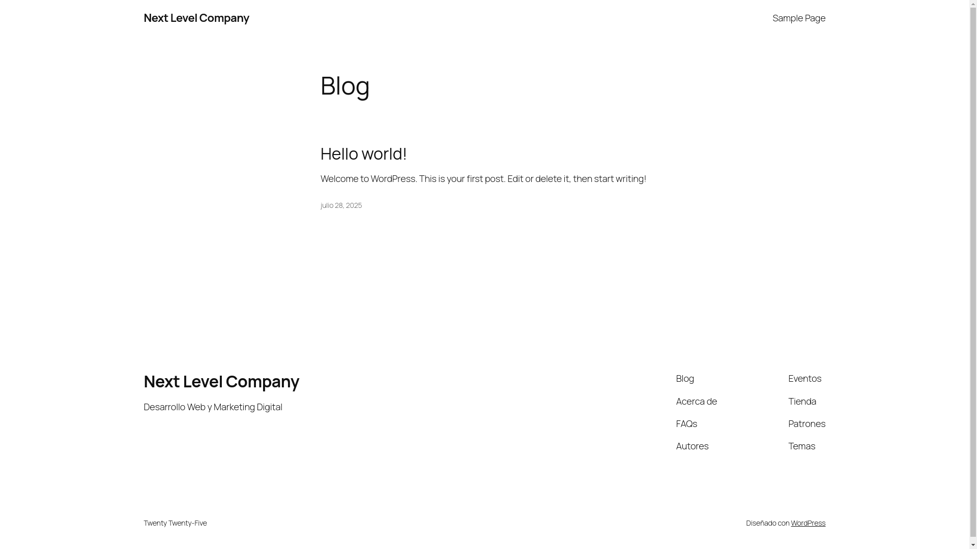 website screenshot of https://mynextlevel.pe/