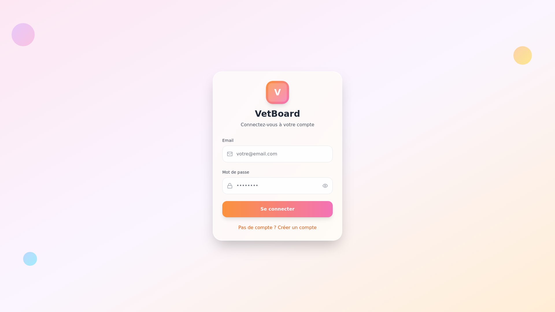 website screenshot of https://vetboard.app/