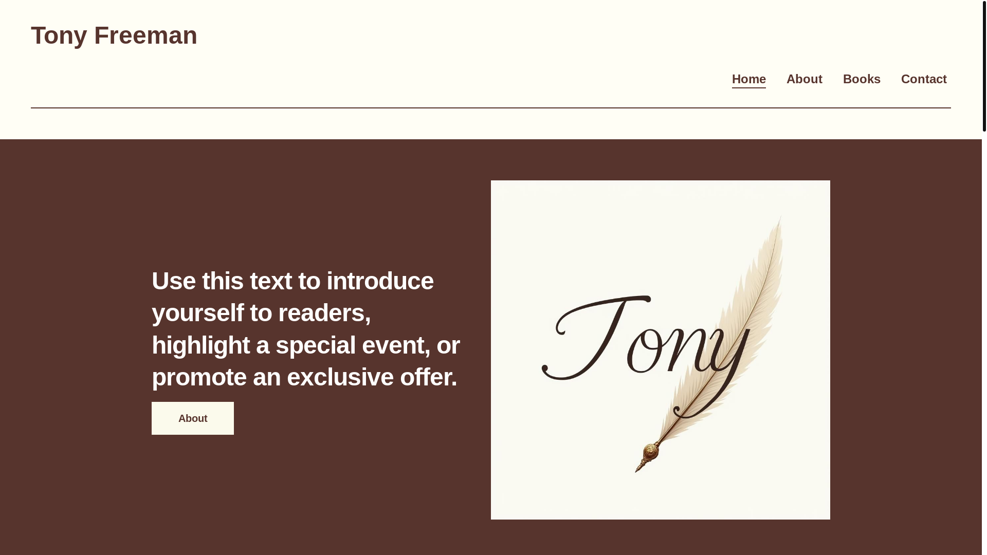website screenshot of https://tonyfreemanbooks.com/