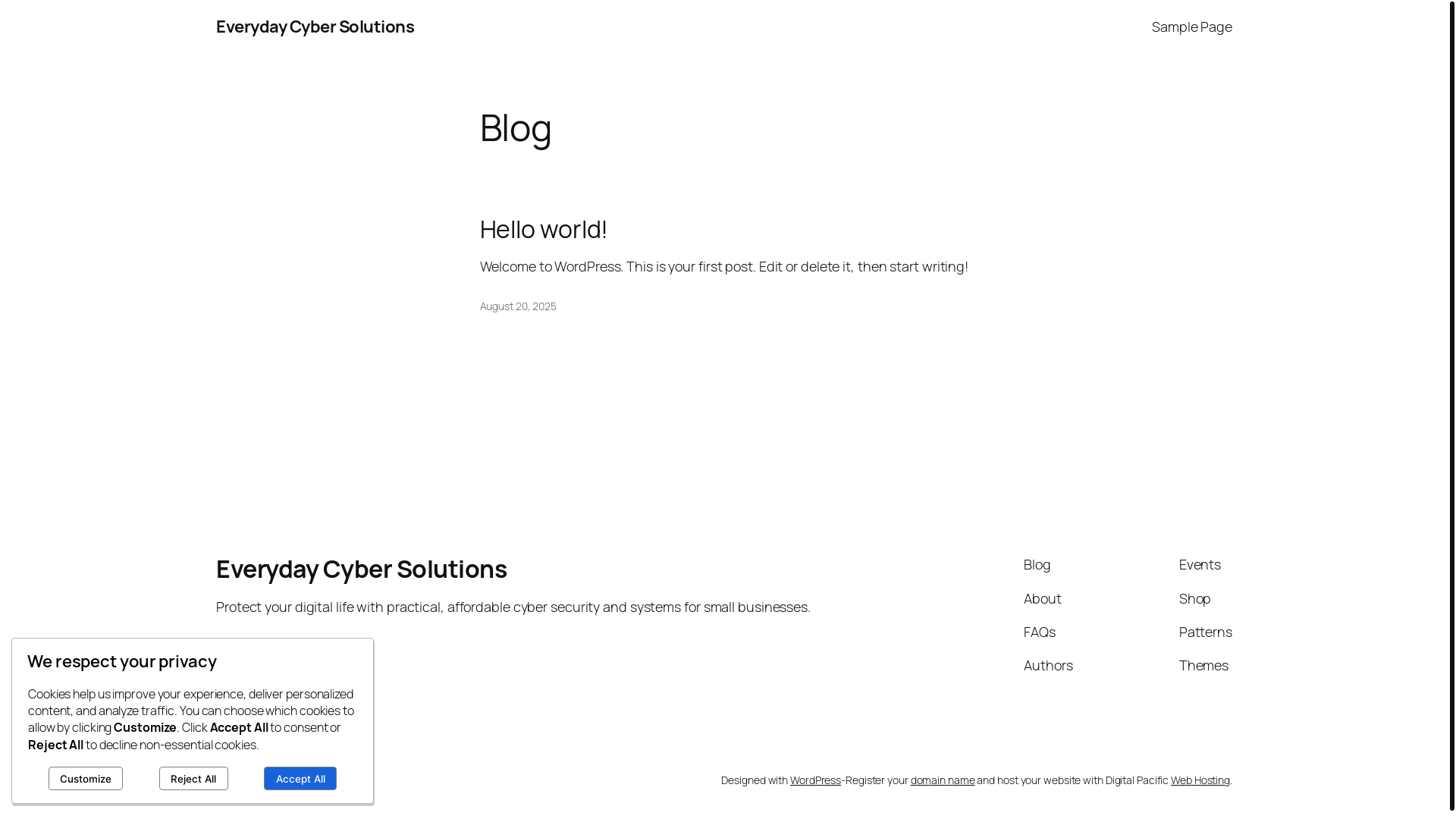 website screenshot of https://everydaycybersolutions.com.au/