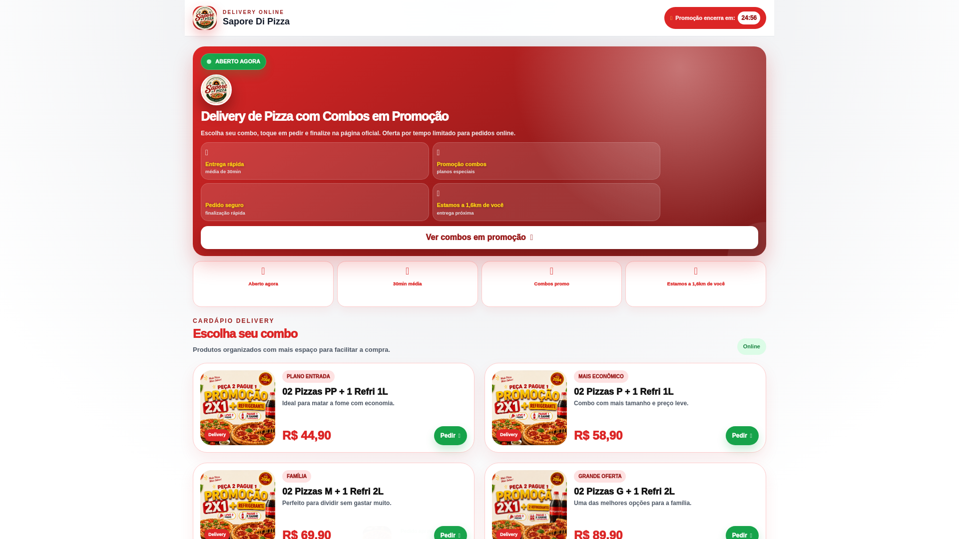 website screenshot of https://acesso-unico-cardapio-forno-sapore.pages.dev/