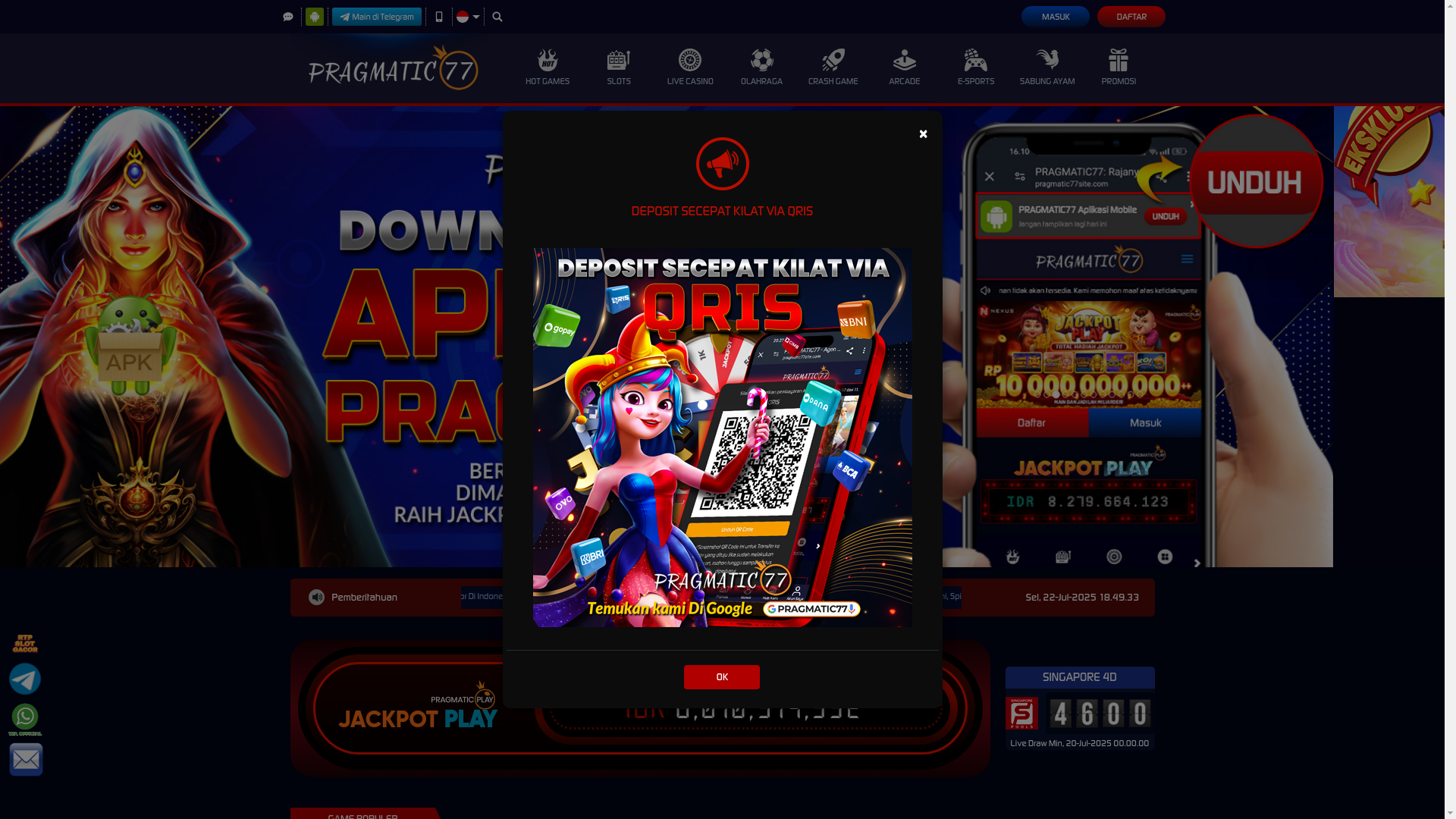 website screenshot of https://pragmatic77angkat.com/