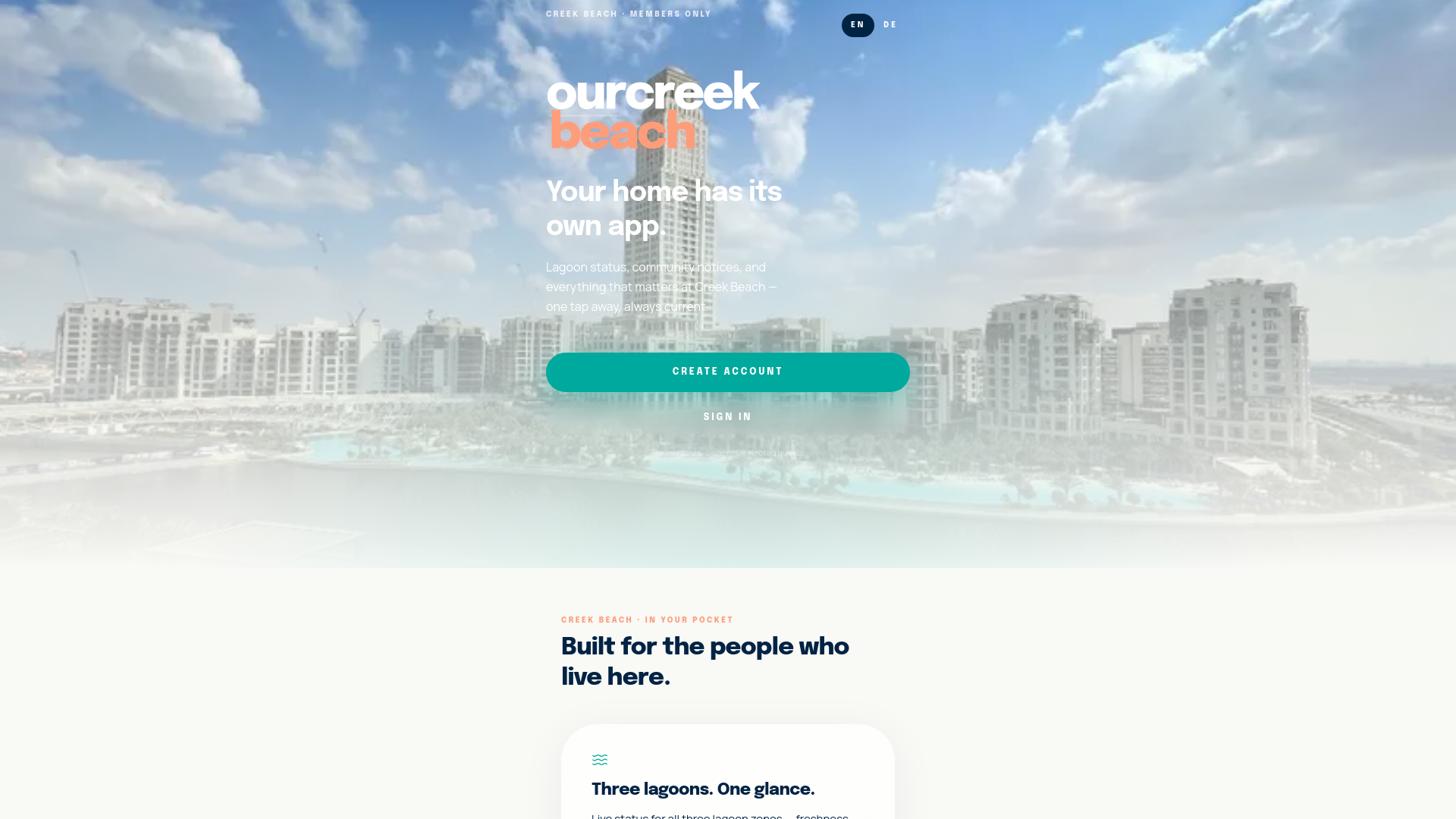 website screenshot of https://ourcreekharbour.com/