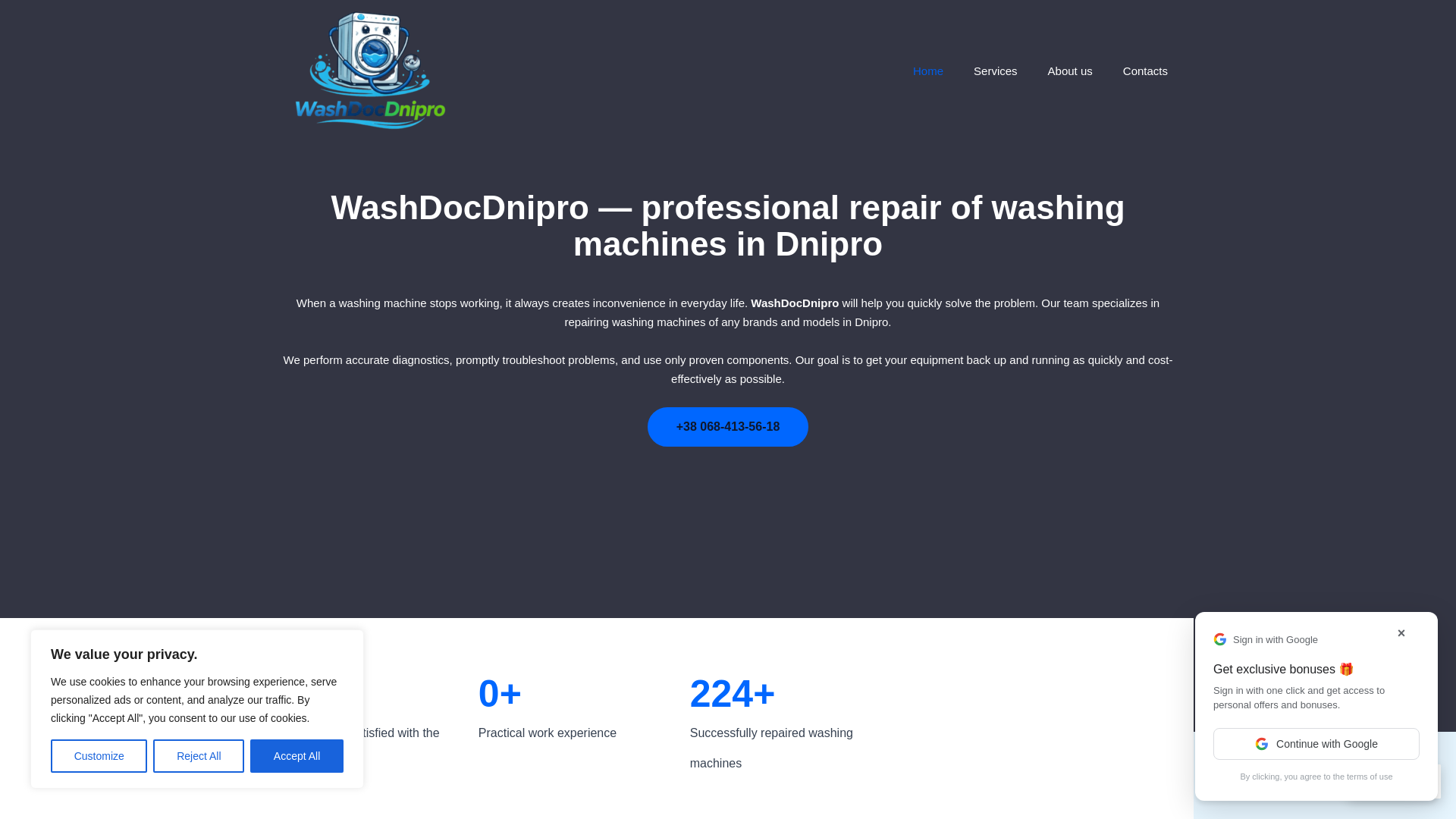 website screenshot of https://washdocdnipro.site/