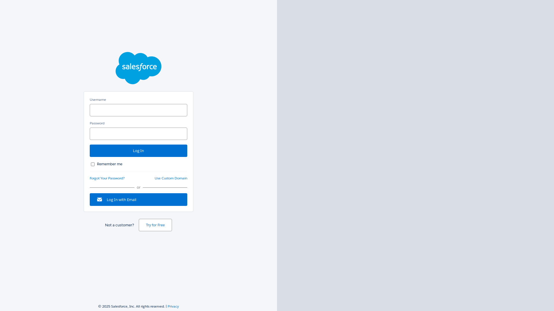 website screenshot of https://login.salesforce.com/