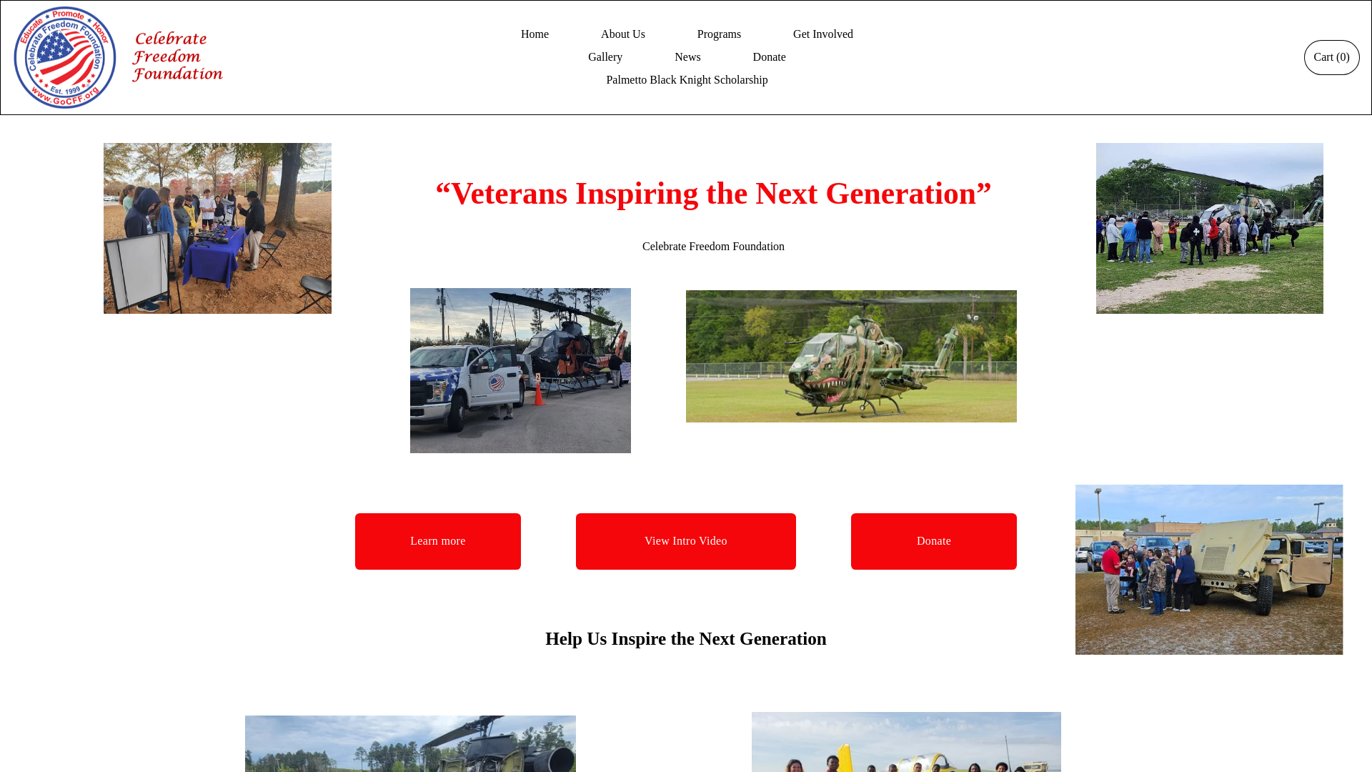 website screenshot of https://celebratefreedomfoundationdroneacademy.org/