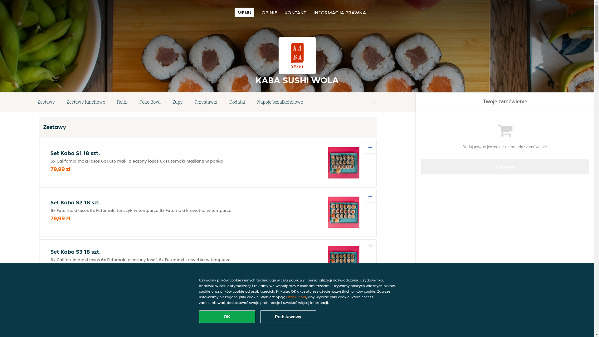website screenshot of https://kaba-sushi-wola-warszawa.pl/