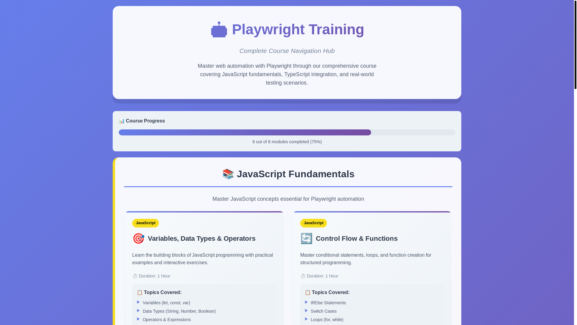 website screenshot of https://playwright-learning.pages.dev/