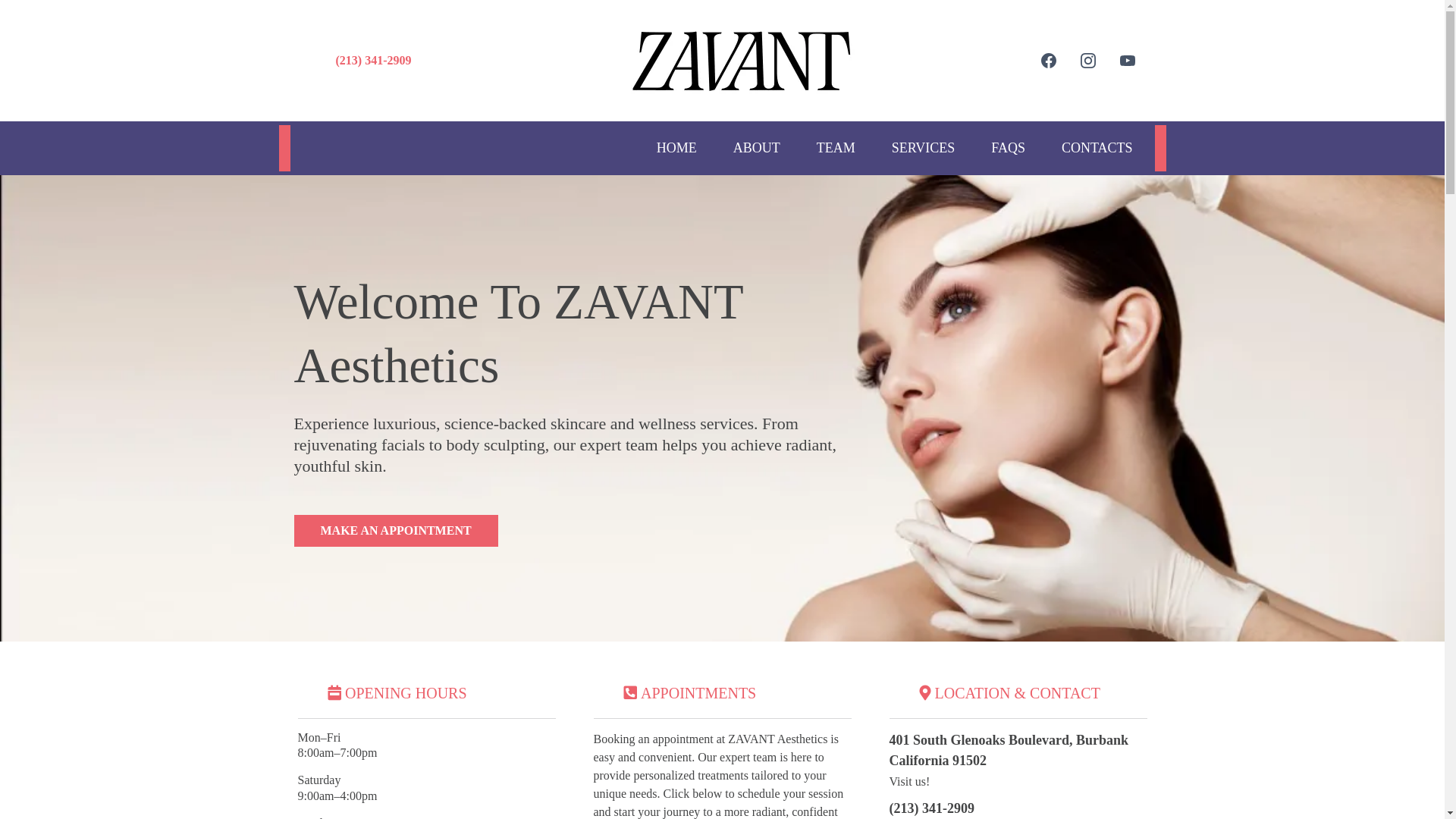 website screenshot of https://zavant-aesthetics.com/