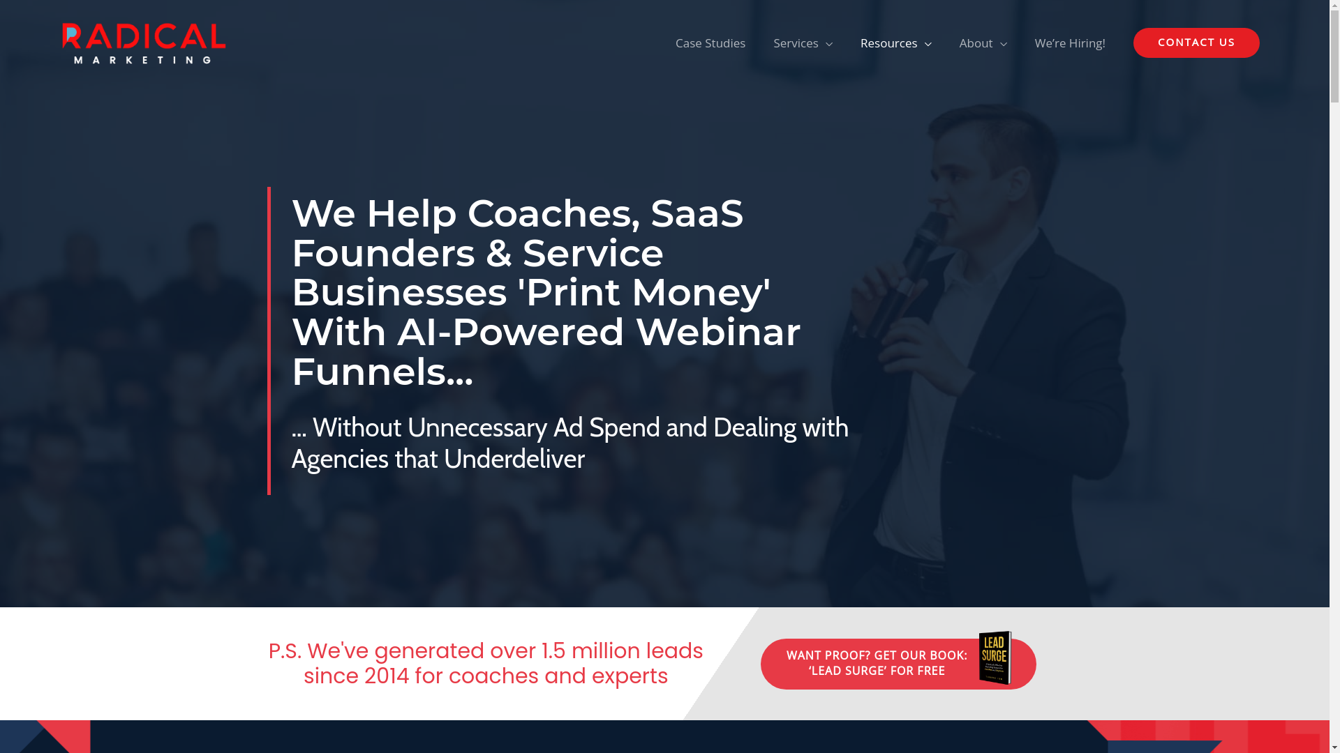 website screenshot of https://radicalmarketingx.com/