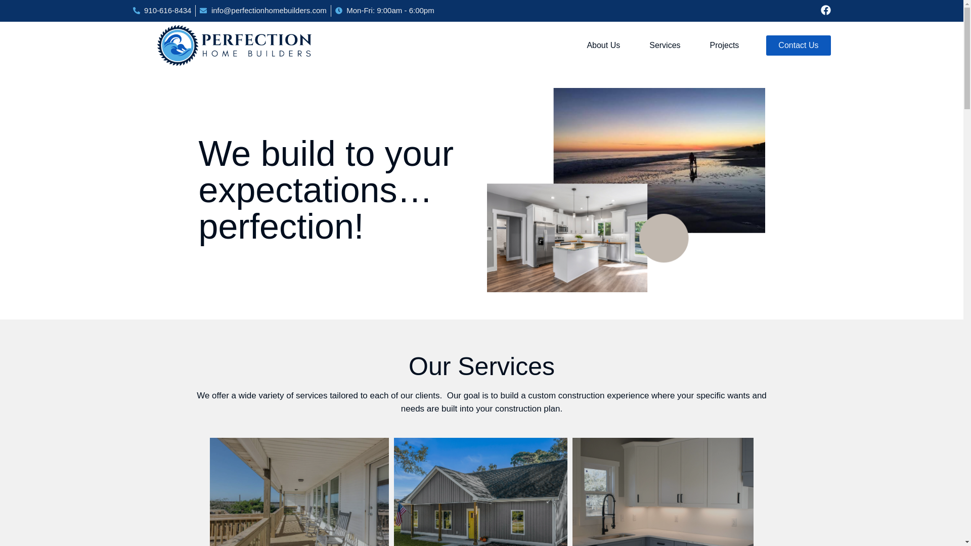 website screenshot of https://perfectionhomebuilders.com/