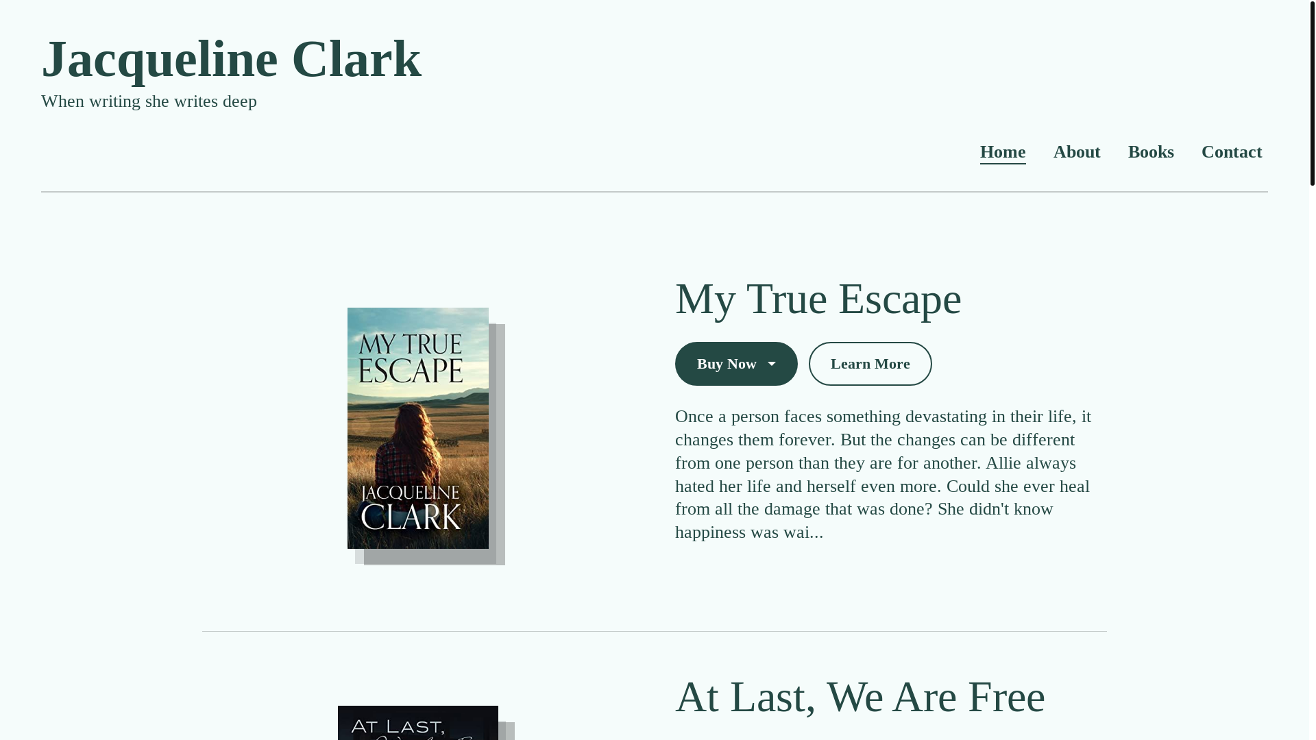 website screenshot of https://jacquelineclarkauthor.com/