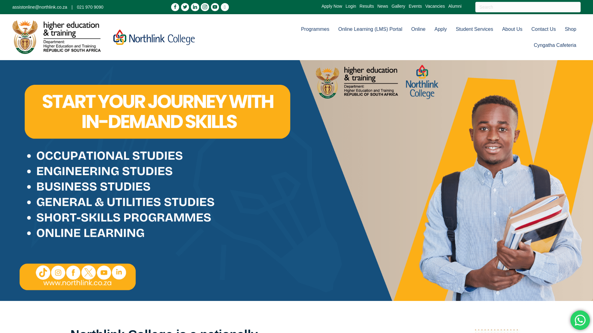 website screenshot of https://northlink.co.za/