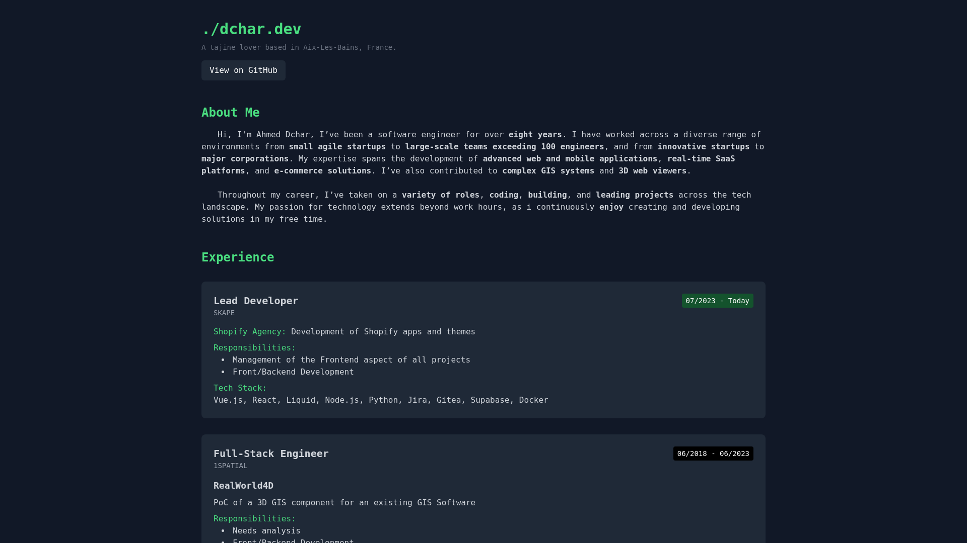 website screenshot of https://dchar.win/