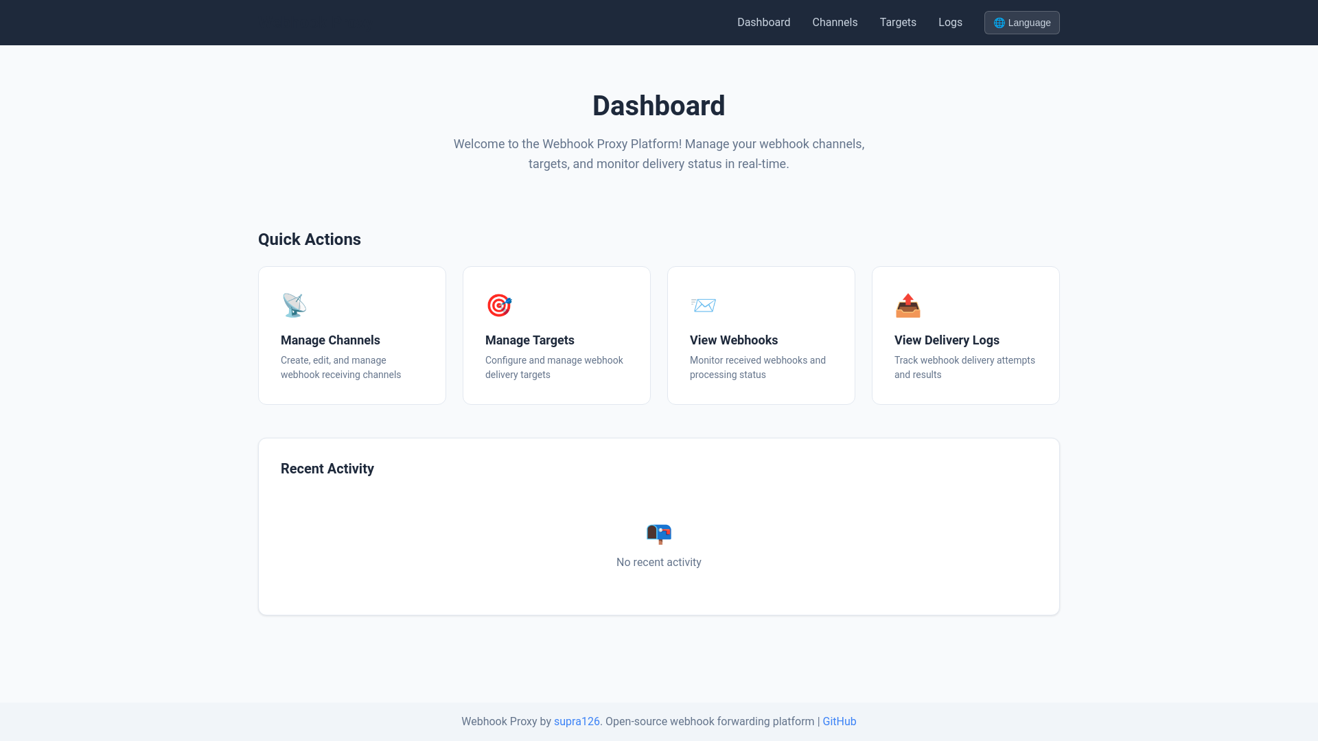 website screenshot of https://webhook-proxy-admin.pages.dev/