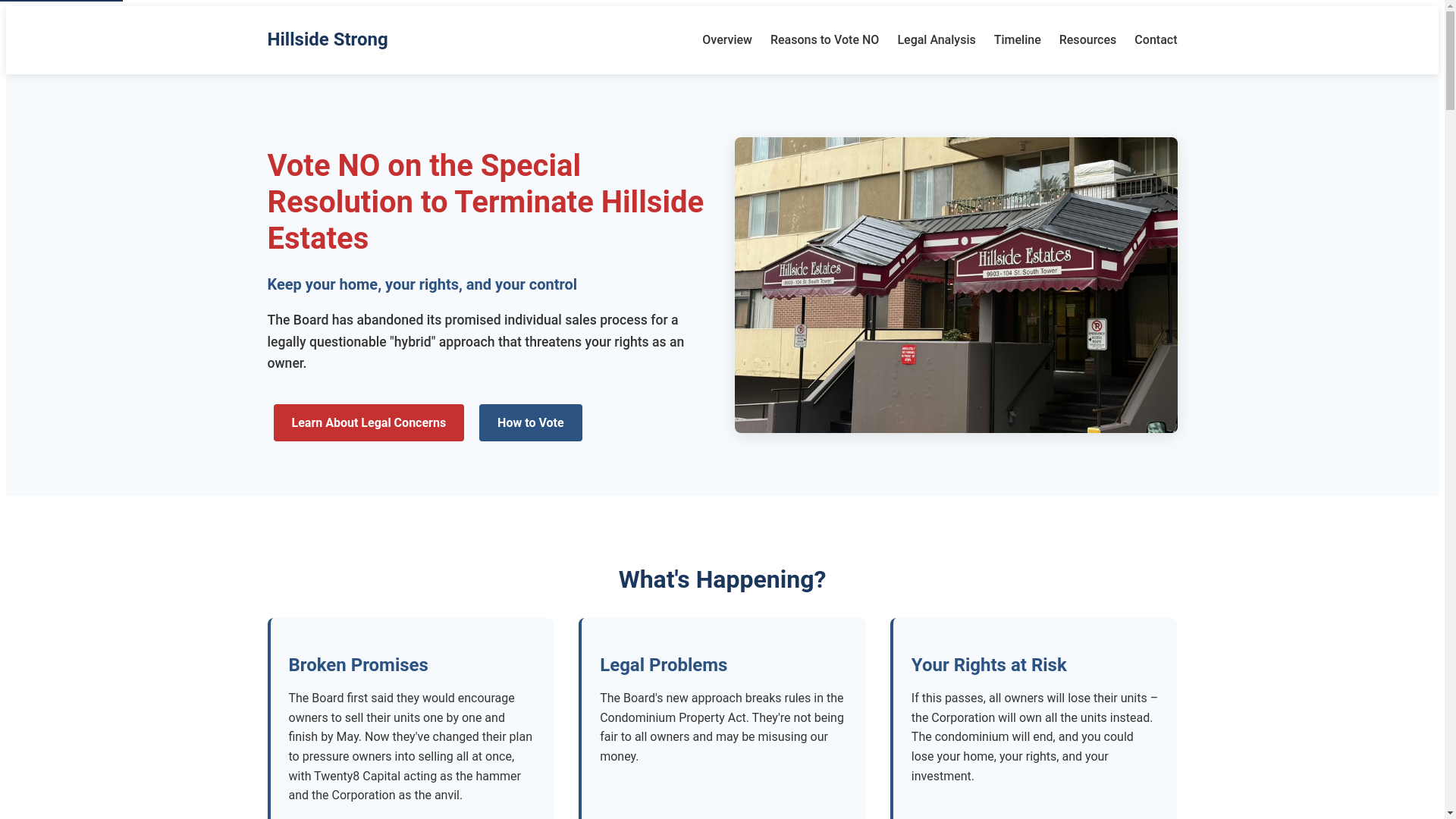 website screenshot of https://hillsidestrong.ca/