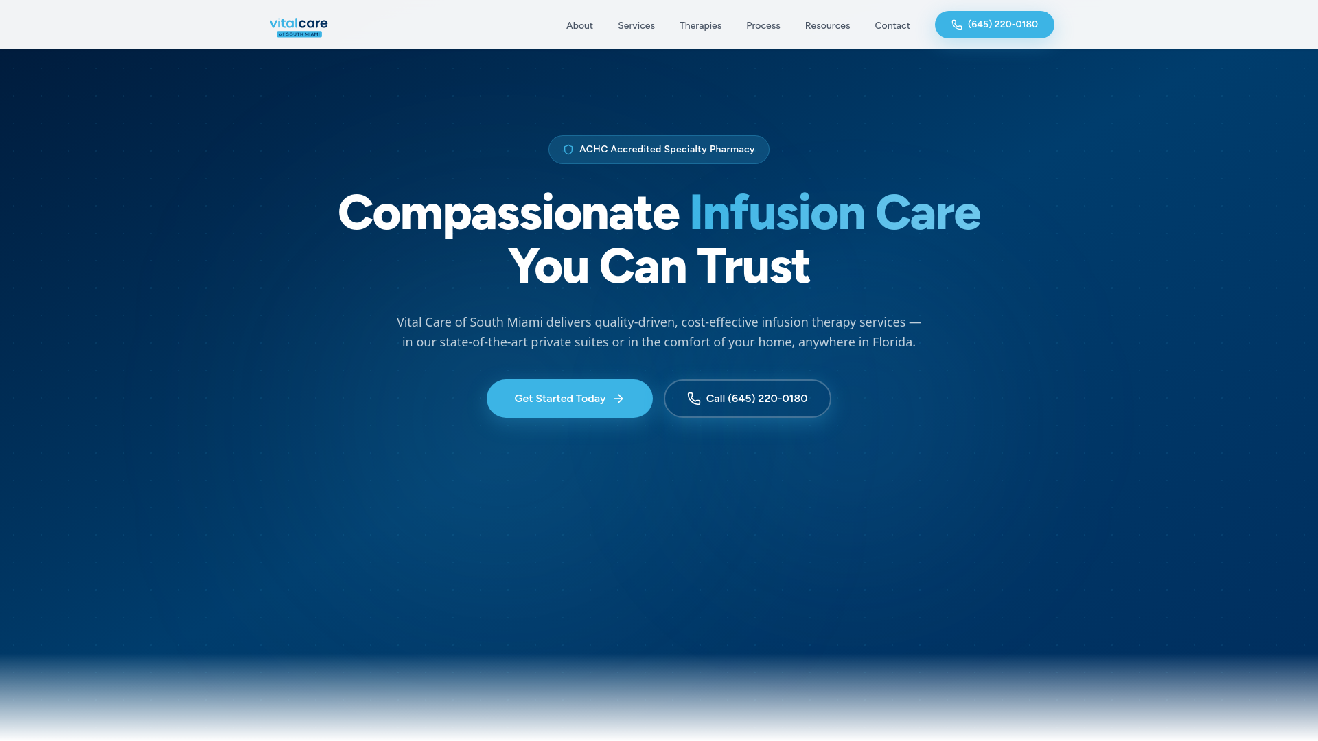 website screenshot of https://vitalcaresouthmiami.com/