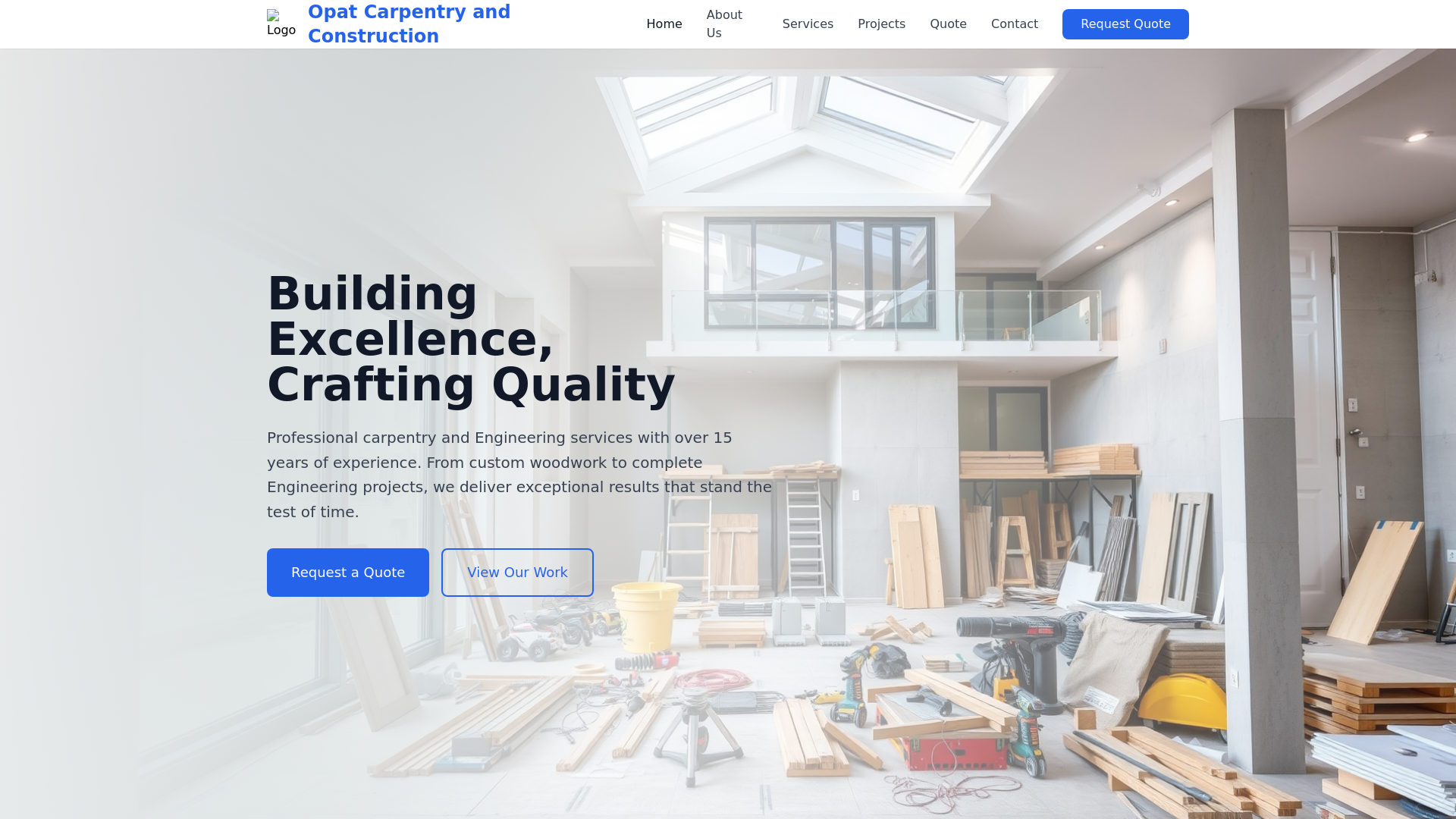 website screenshot of https://opatcarpentryandconstruction.com/