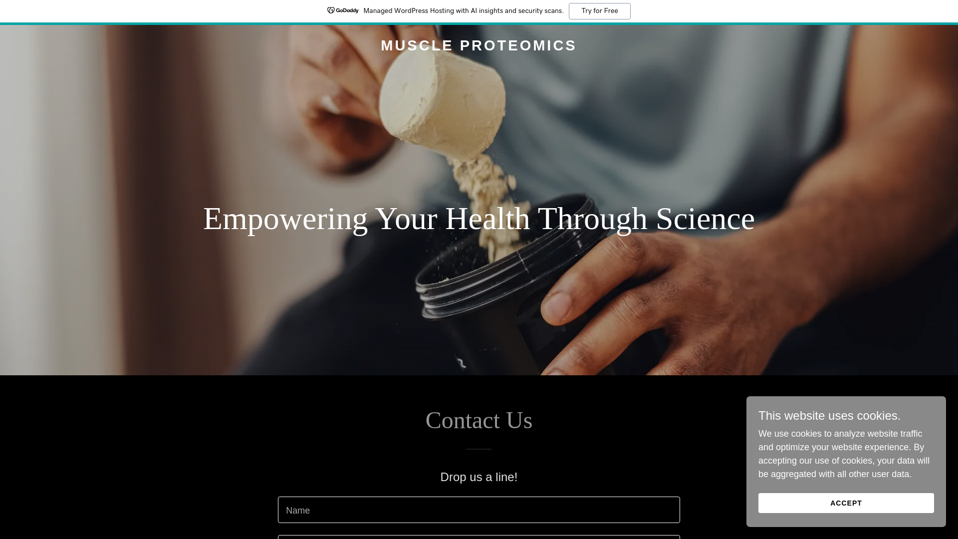 website screenshot of https://muscleproteomics.com/