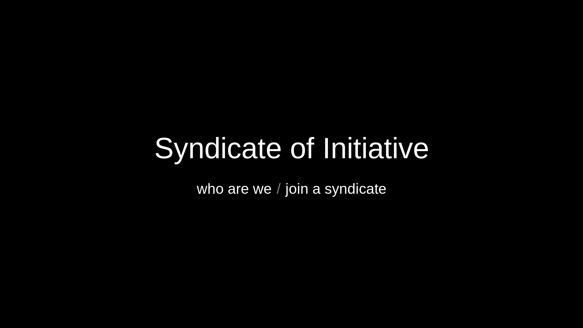 website screenshot of https://syndicateinitiative.org/