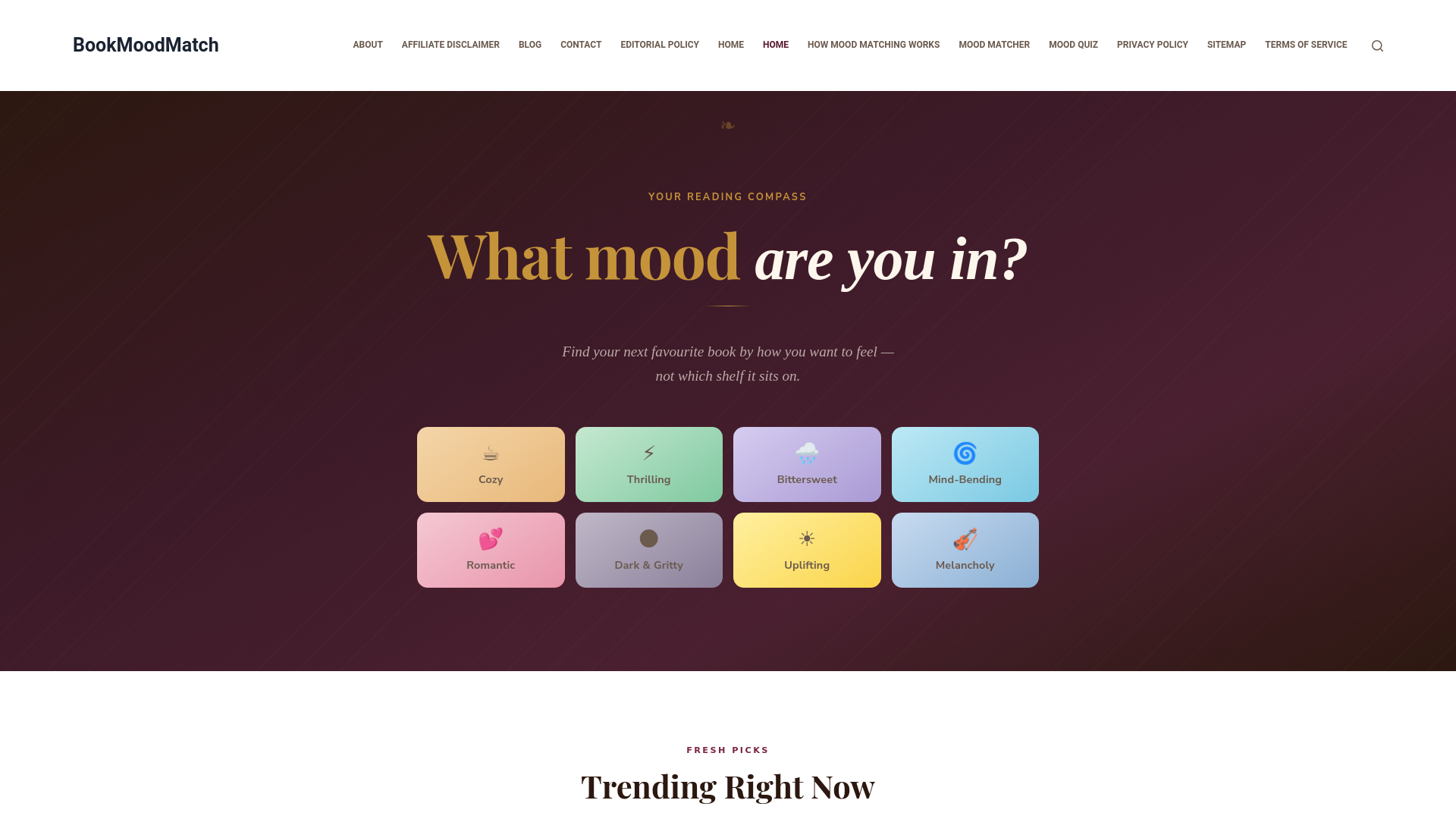 website screenshot of https://bookmoodmatch.com/