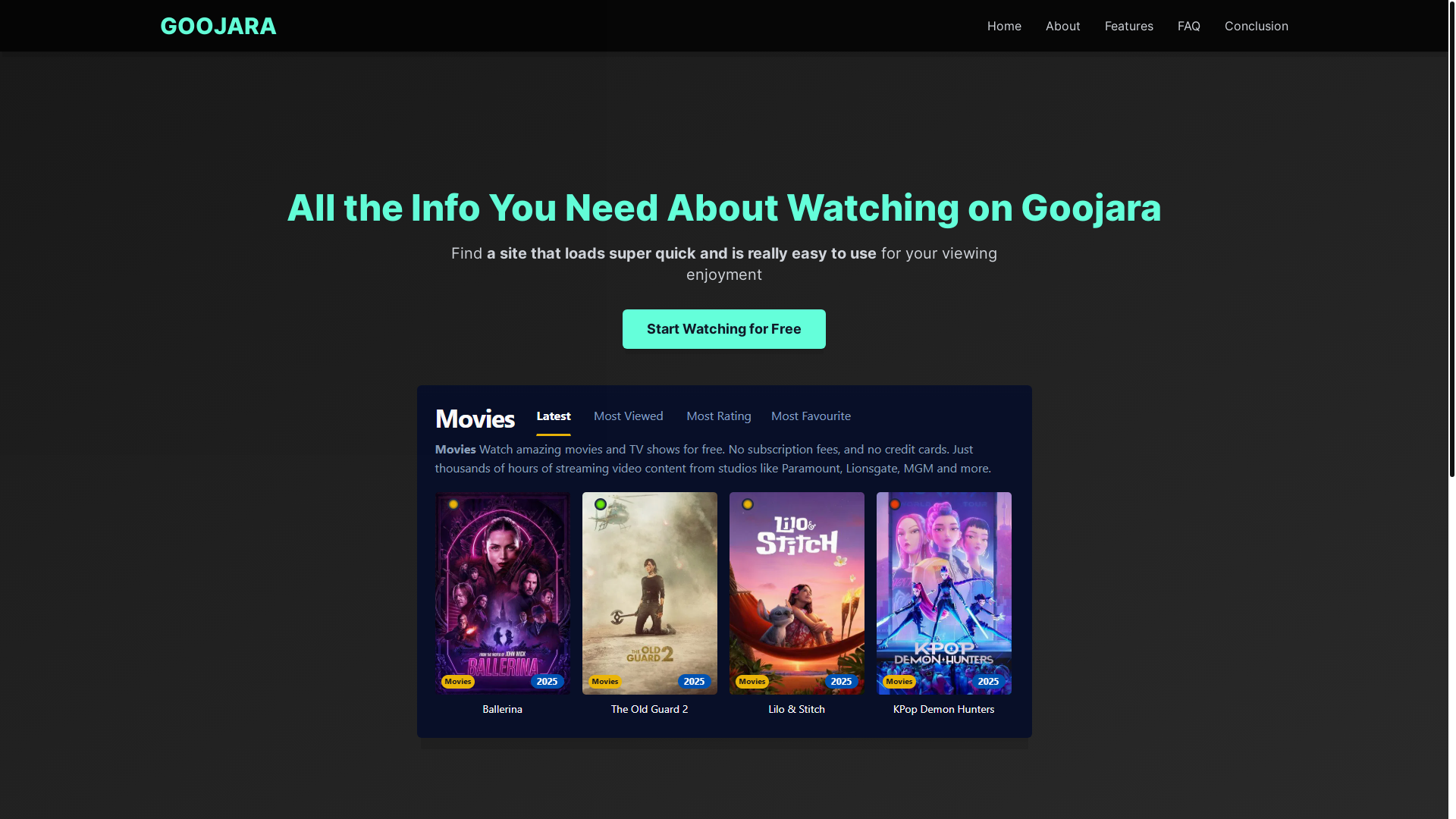 website screenshot of https://goojara-ooza.pages.dev/