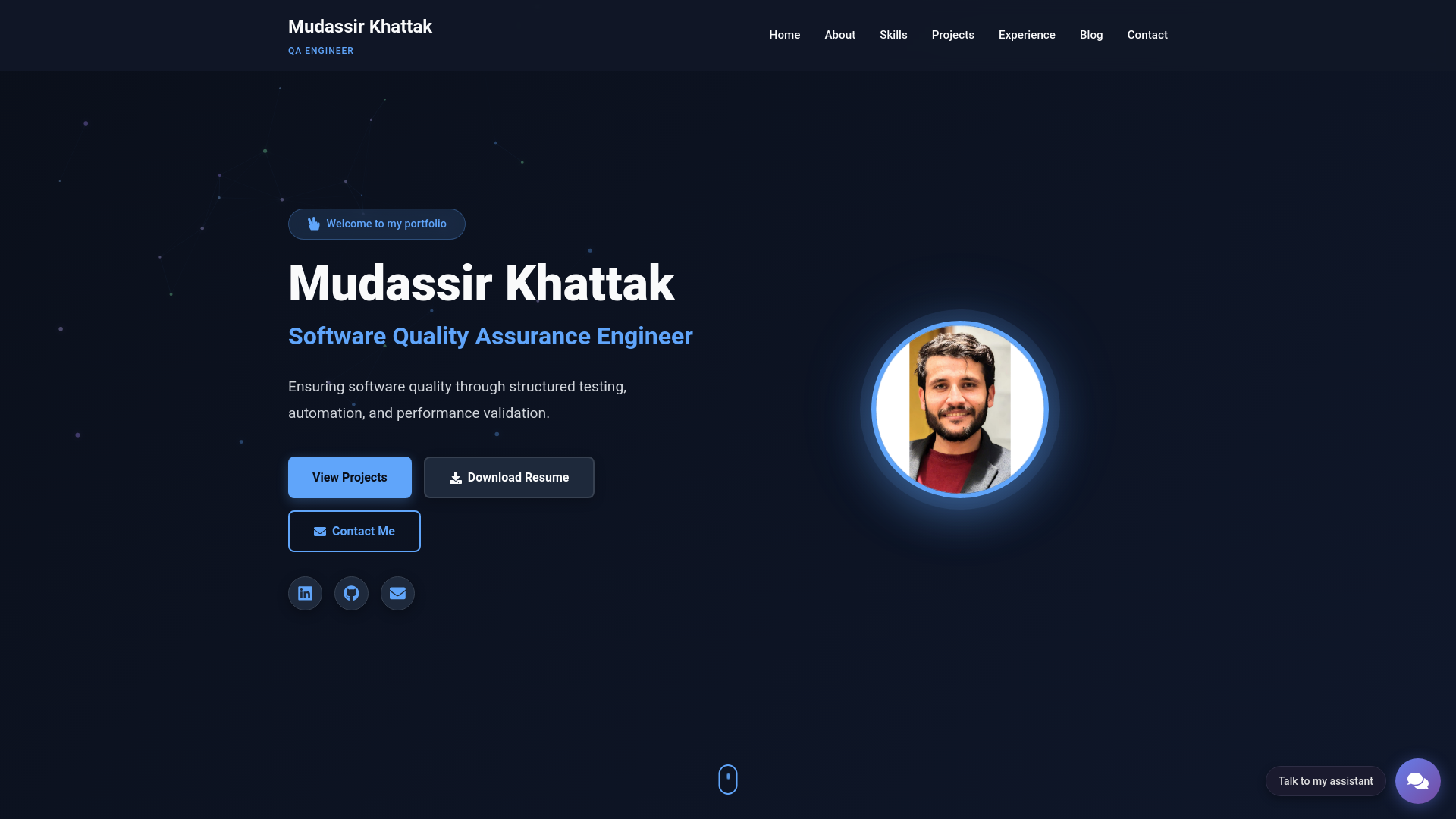 website screenshot of https://mudassirkhattak.me