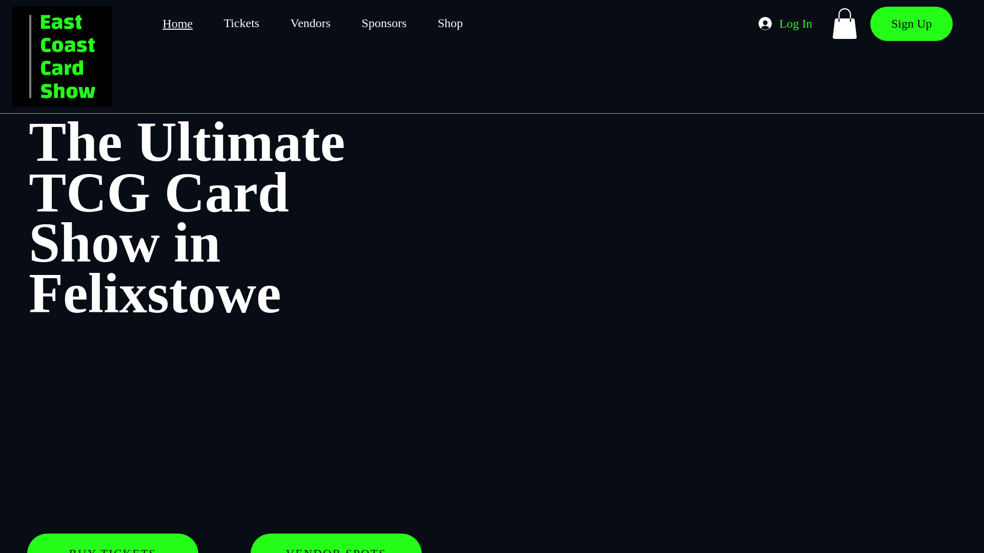 website screenshot of https://eastcoastcardshow.co.uk/