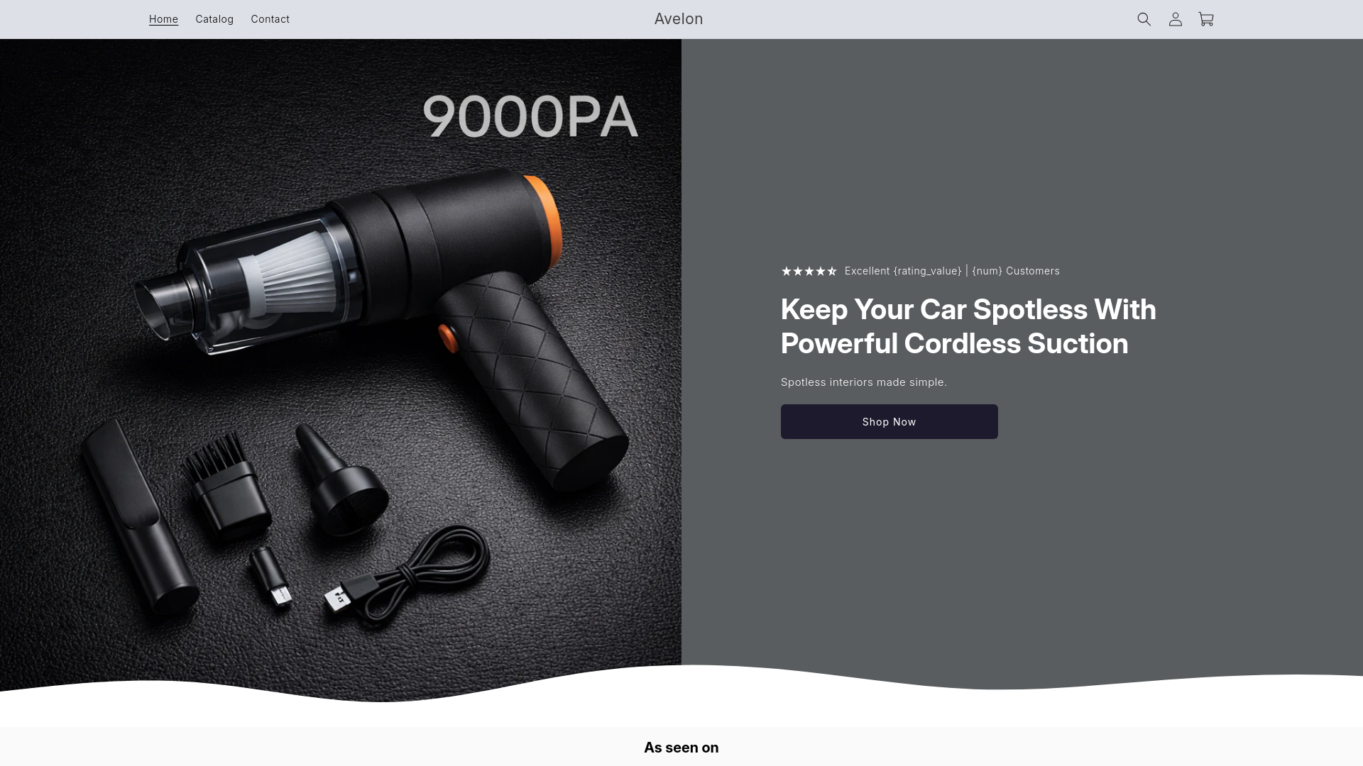 website screenshot of https://shopavelon.store/