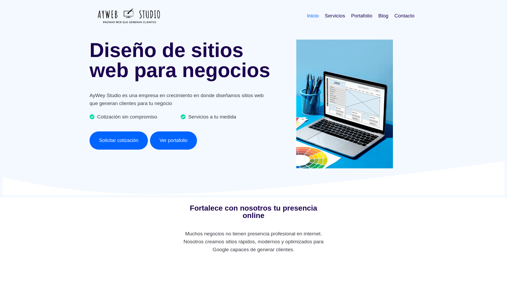 website screenshot of https://aywebstudio.com/