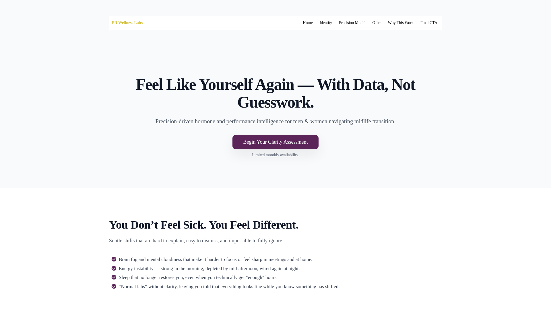 website screenshot of https://prwellnesslab.com/