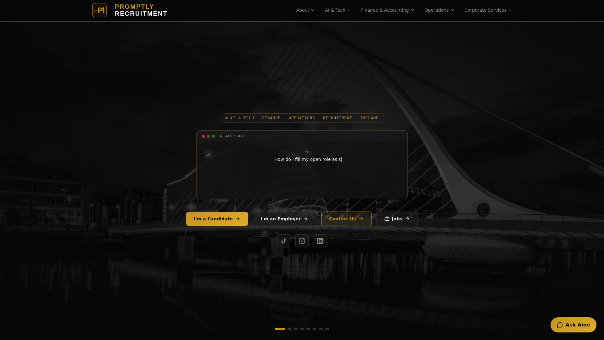 website screenshot of https://promptlyrecruitment.com/