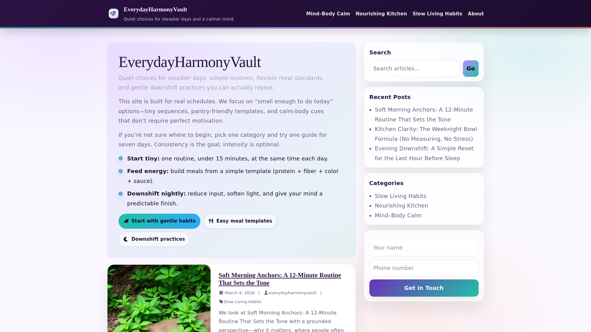 website screenshot of https://everydayharmonyvault.shop/
