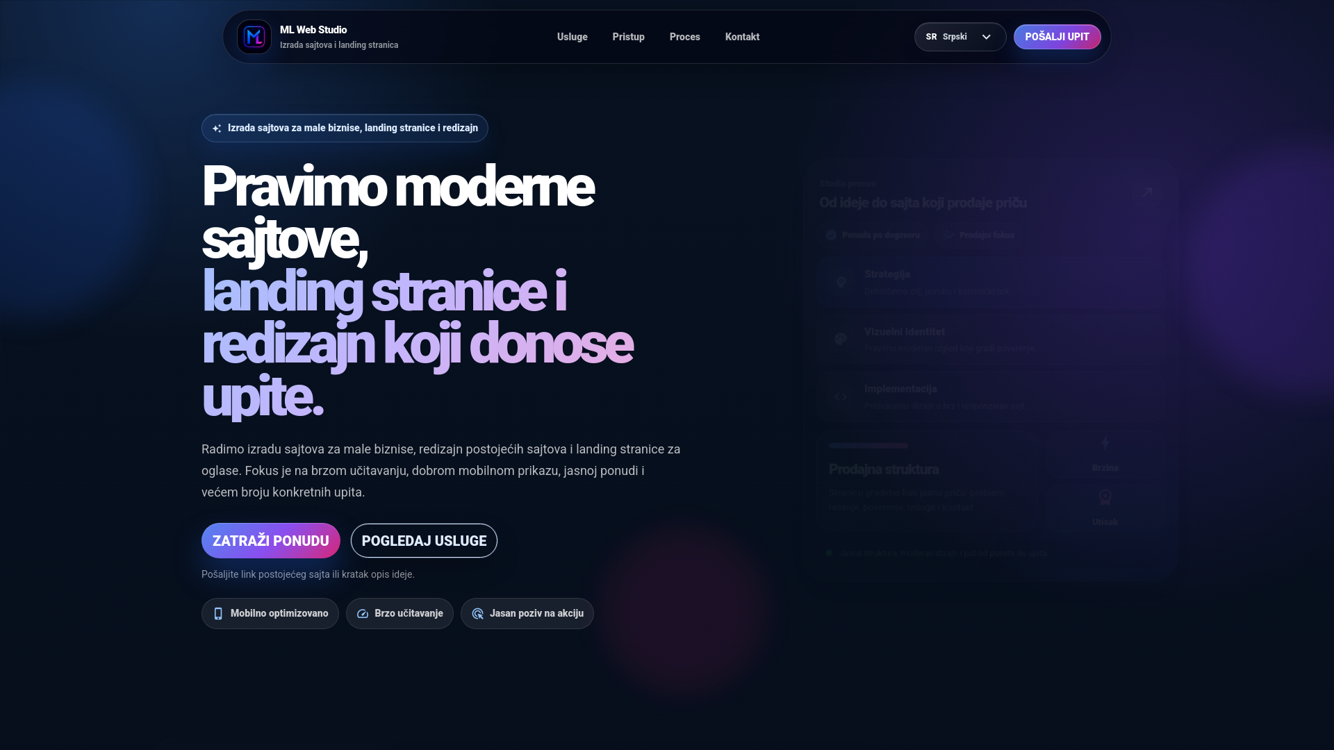 website screenshot of https://ml-webstudio.com/