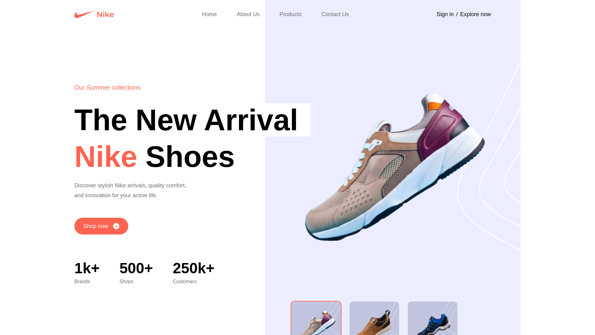 website screenshot of https://nike-website-landing-page.vercel.app